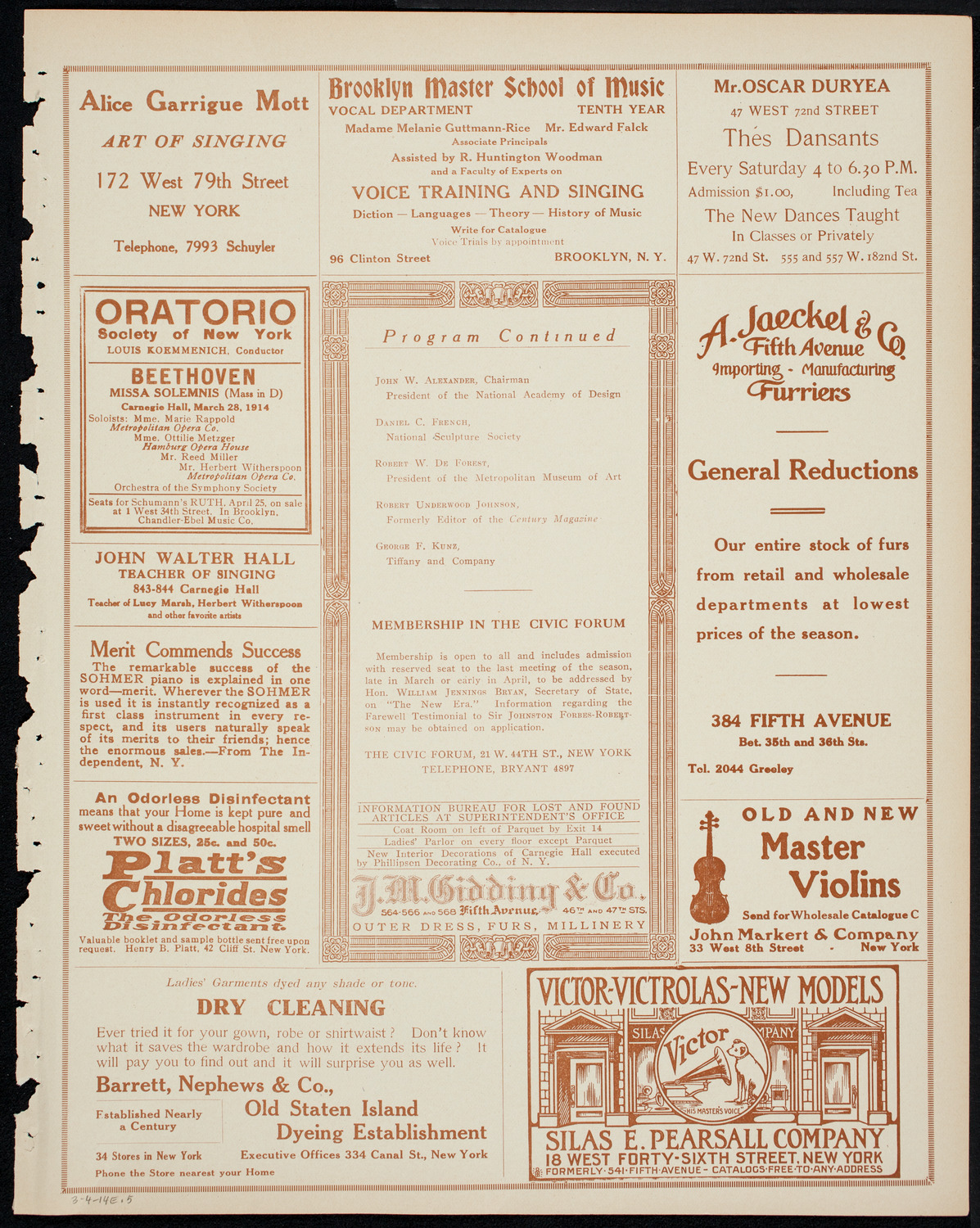 The Civic Forum, March 4, 1914, program page 9
