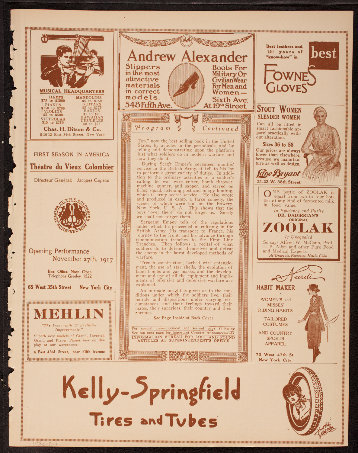 Lecture by Sergeant Arthur Guy Empey, November 28, 1917, program page 7