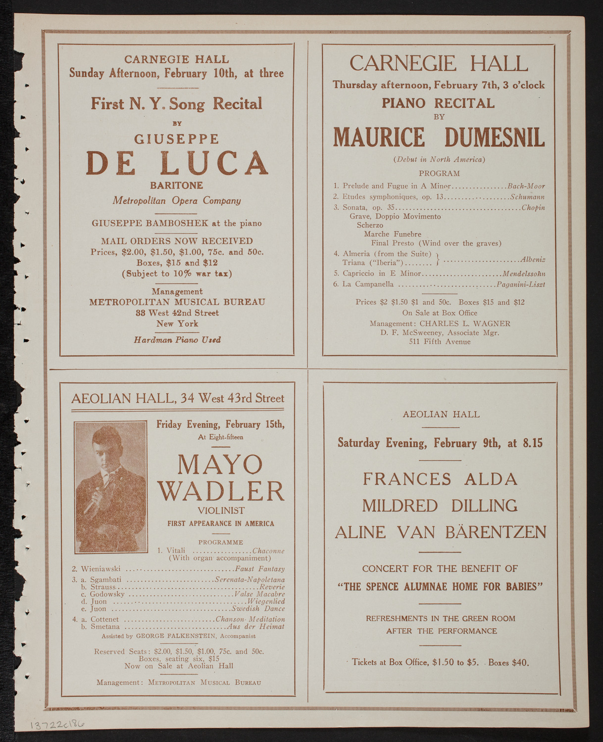 New York Symphony Orchestra, February 2, 1918, program page 11