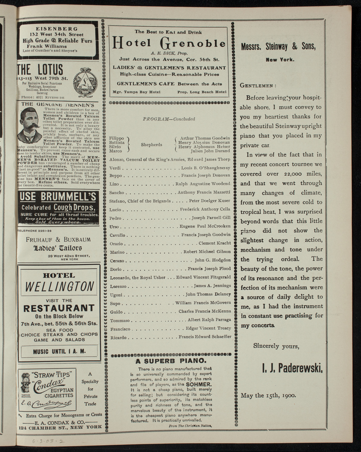 De La Salle Institute, June 5, 1903, program page 3