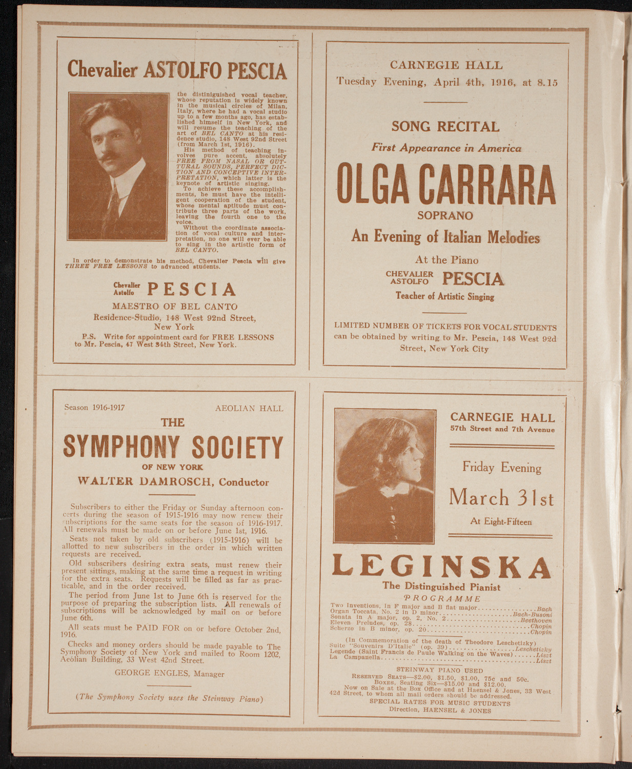 Boston Symphony Orchestra, March 16, 1916, program page 8