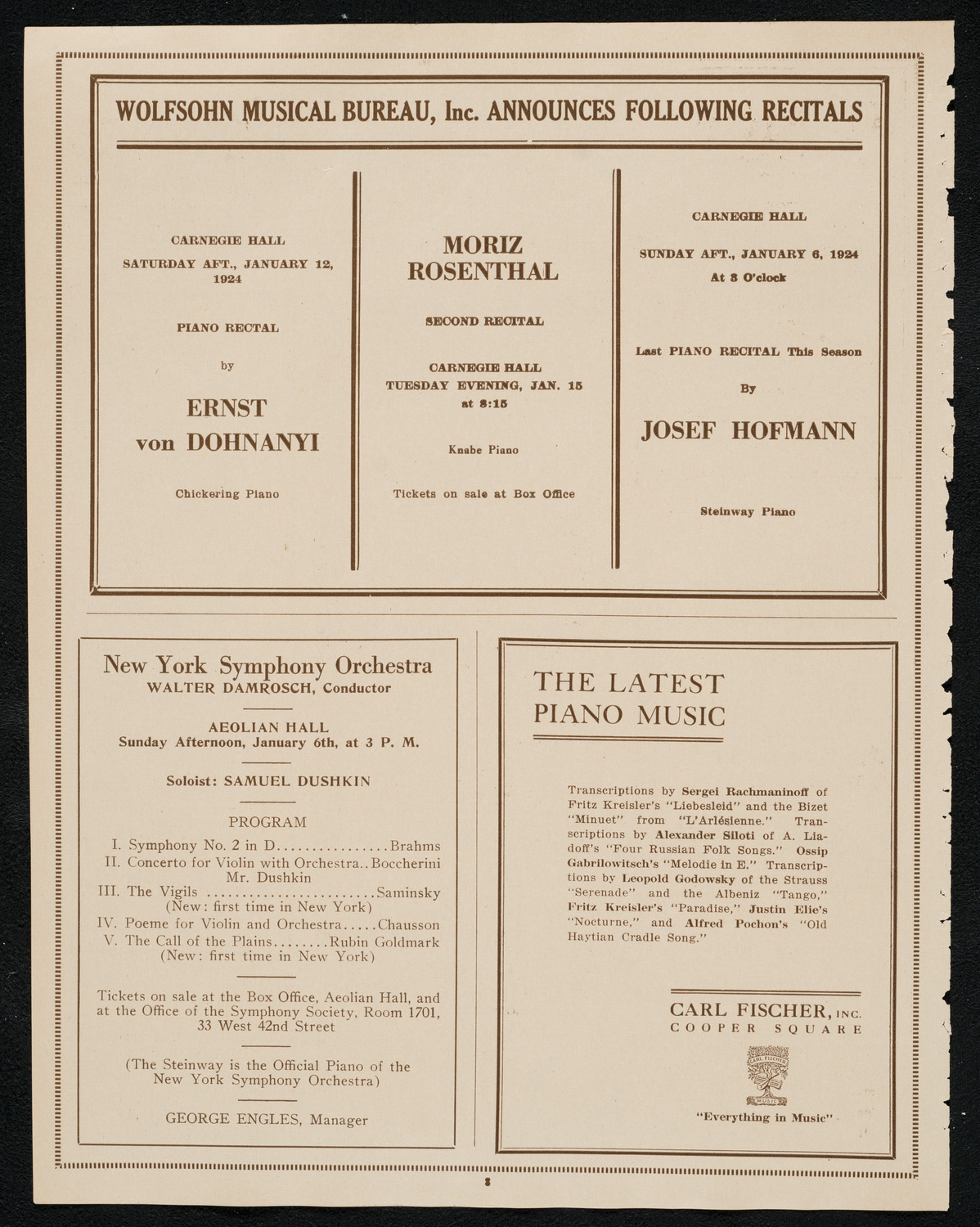State Symphony Orchestra of New York, January 2, 1924, program page 8