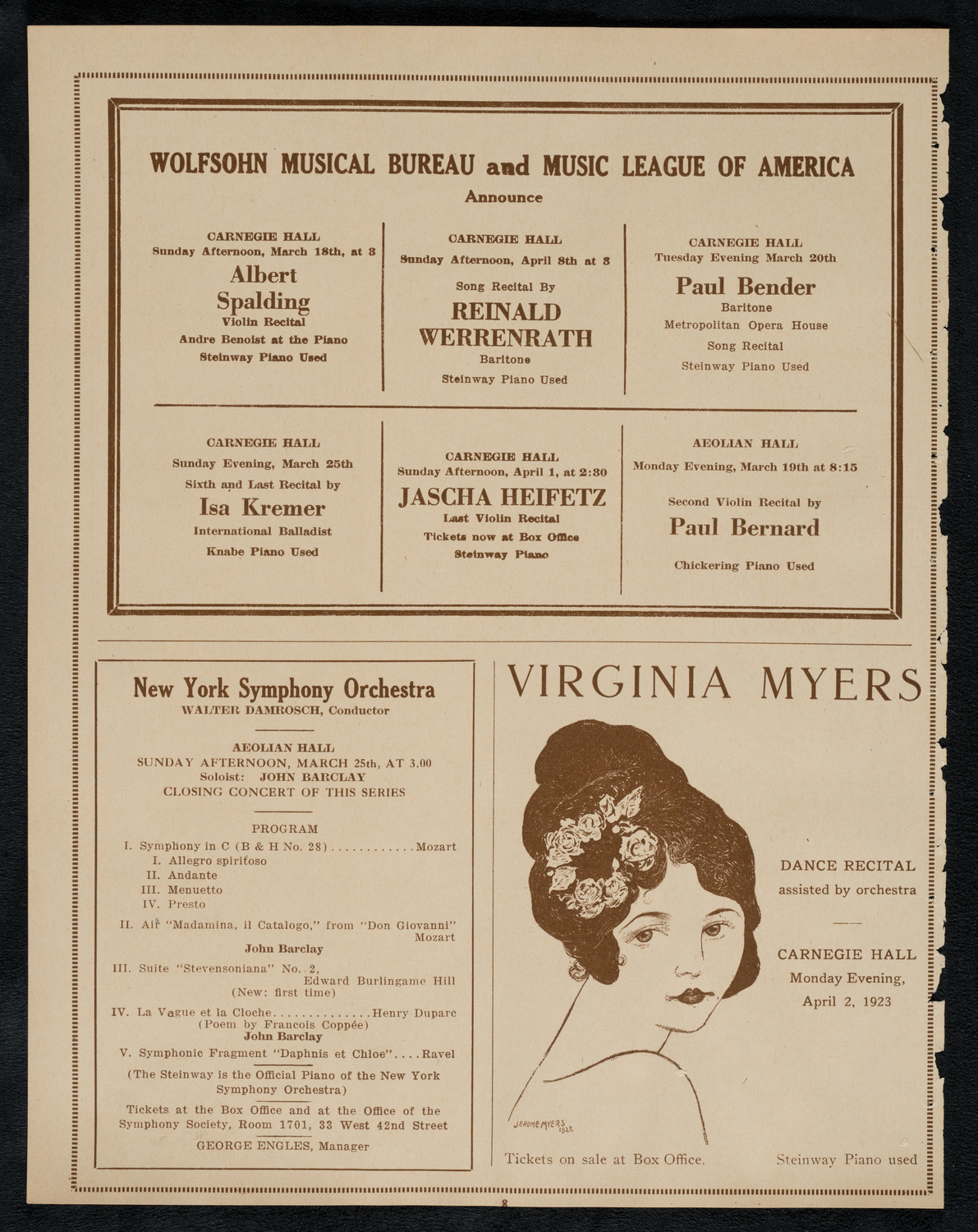 Josef and Rosina Lhévinne, March 16, 1923, program page 8