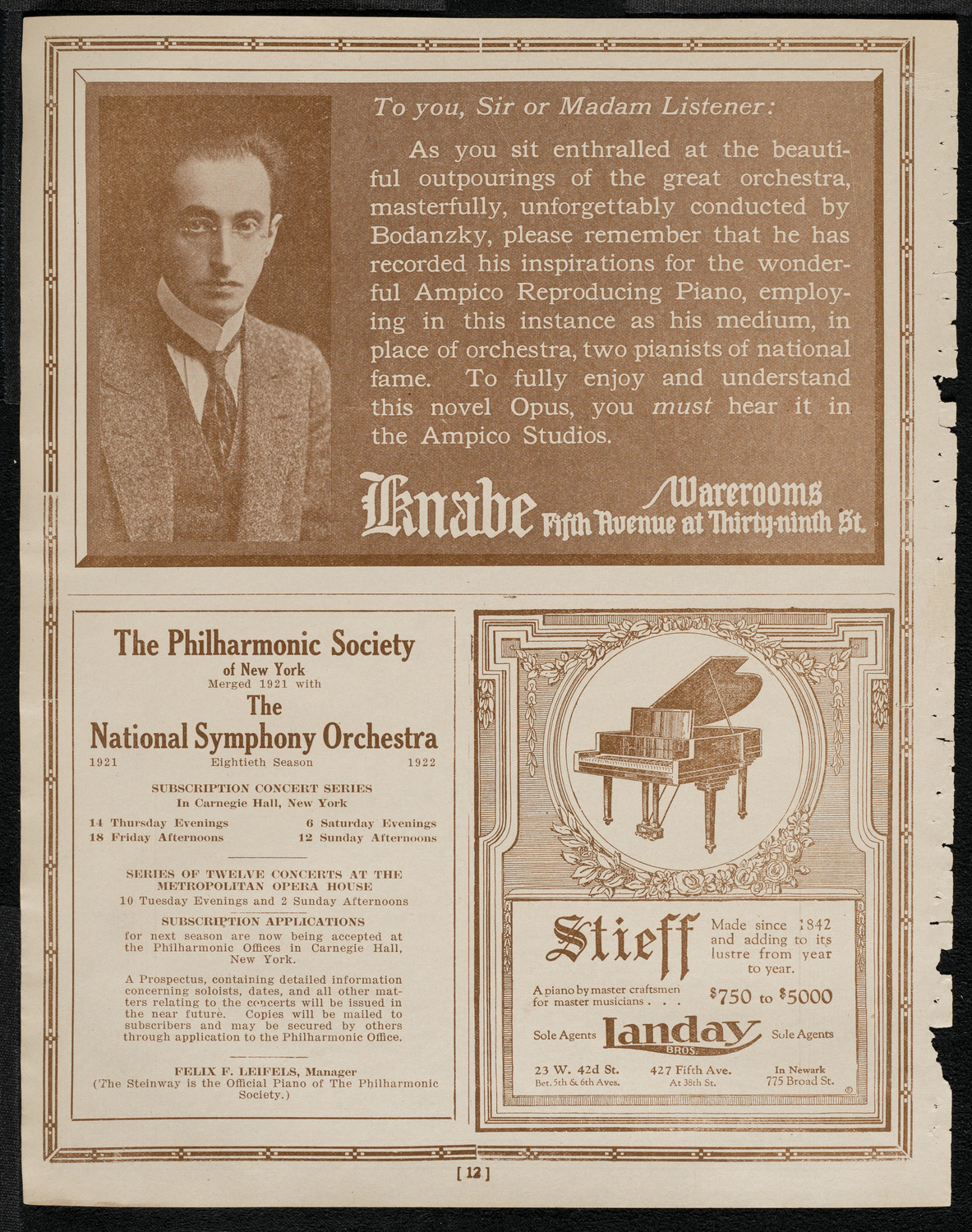 Philadelphia Orchestra, April 5, 1921, program page 12