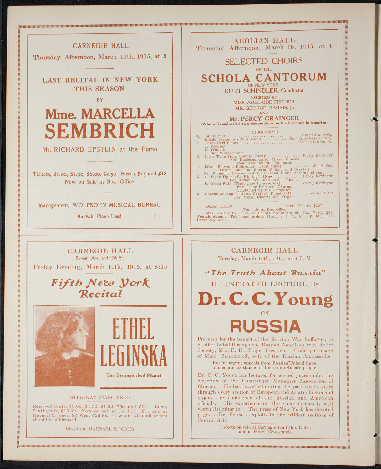 Oscar Seagle, Tenor, March 8, 1915, program page 10