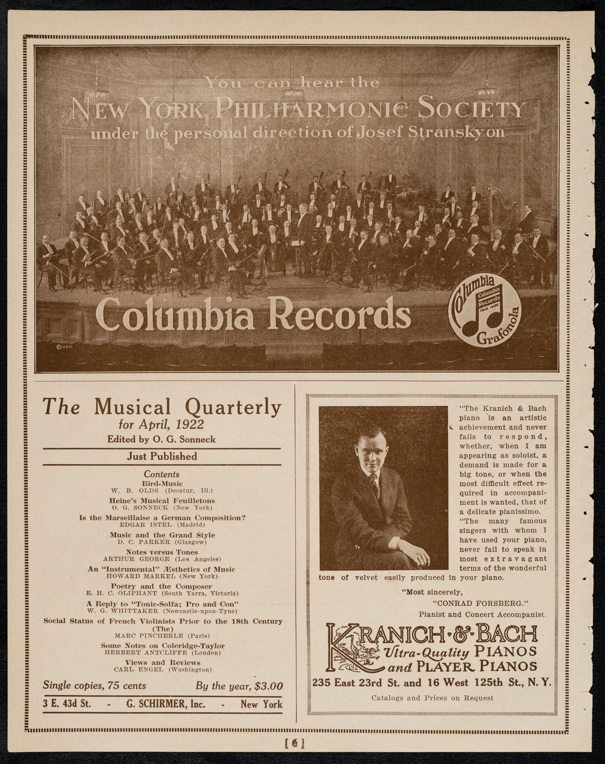 New York Philharmonic, April 26, 1922, program page 6