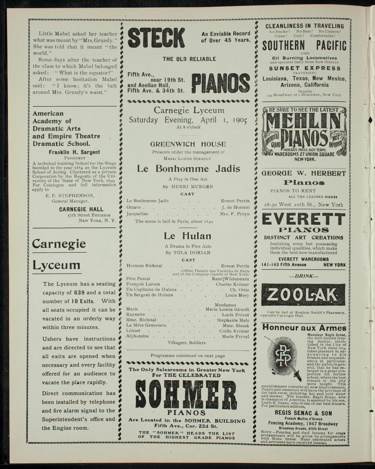 Benefit: Greenwich House, April 1, 1905, program page 2