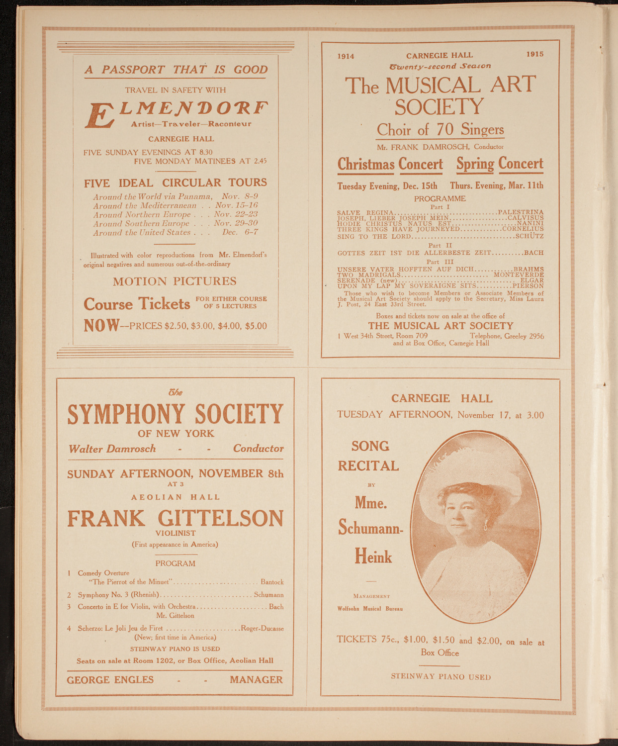 Carl Friedberg, Piano, November 2, 1914, program page 8