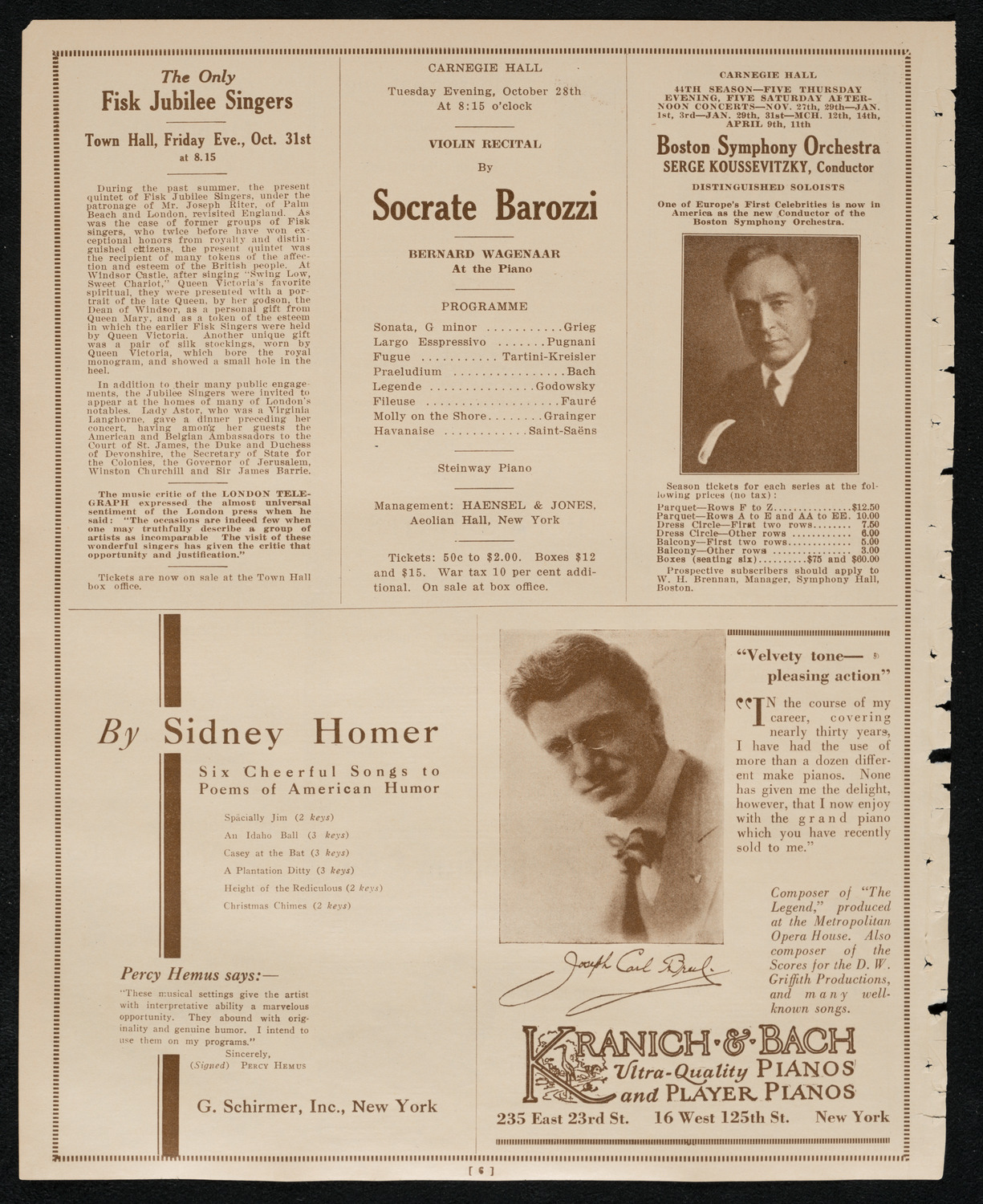 Roland Hayes, Tenor, October 25, 1924, program page 6