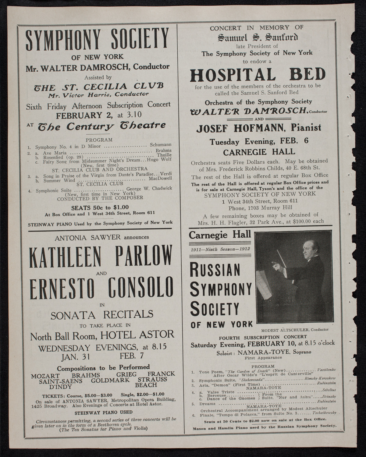 New York Philharmonic, February 1, 1912, program page 10