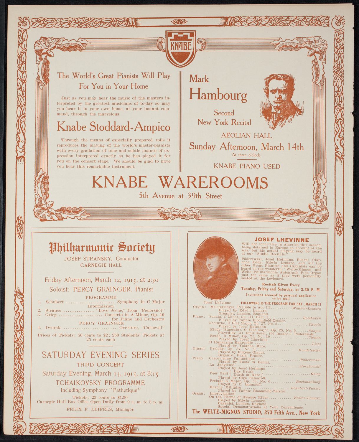 New York Philharmonic, March 7, 1915, program page 12