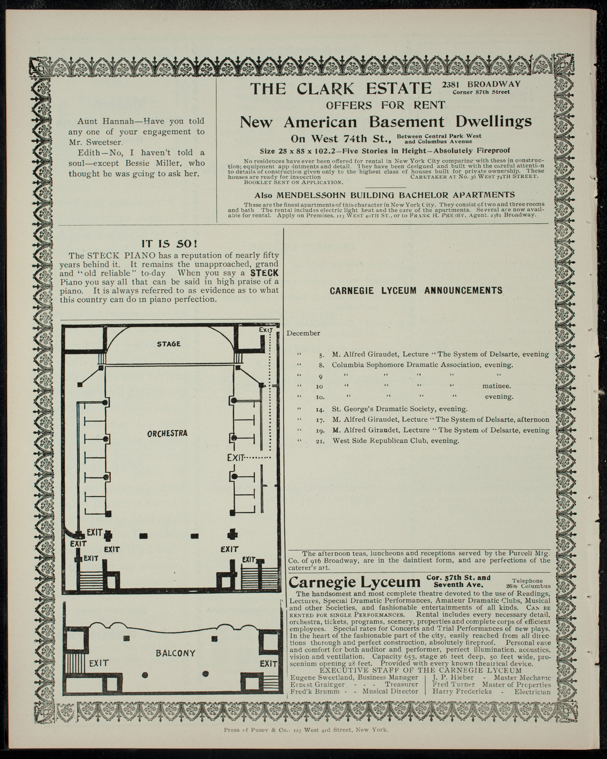Lecture by Alfred Giraudet, December 3, 1904, program page 4