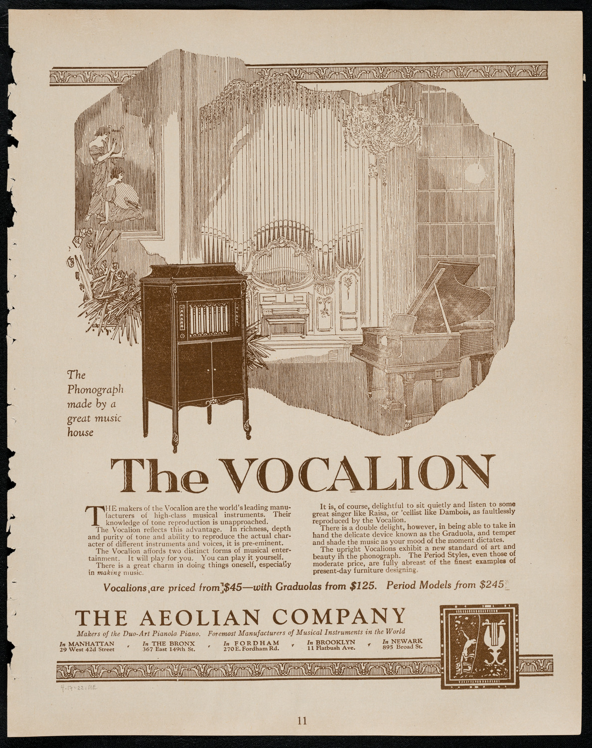 Harvard Glee Club, April 17, 1922, program page 11