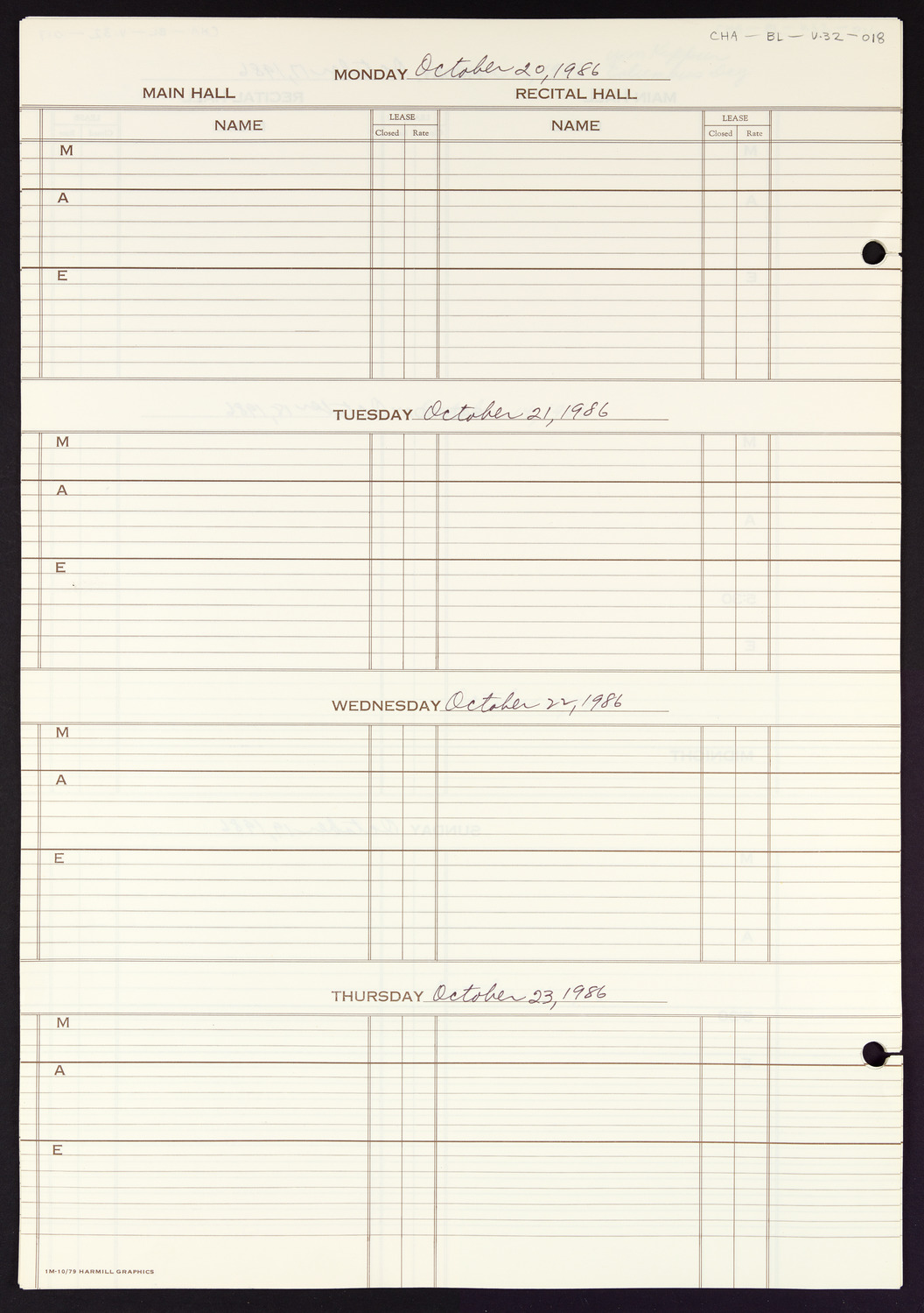 Carnegie Hall Booking Ledger, volume 32, page 18