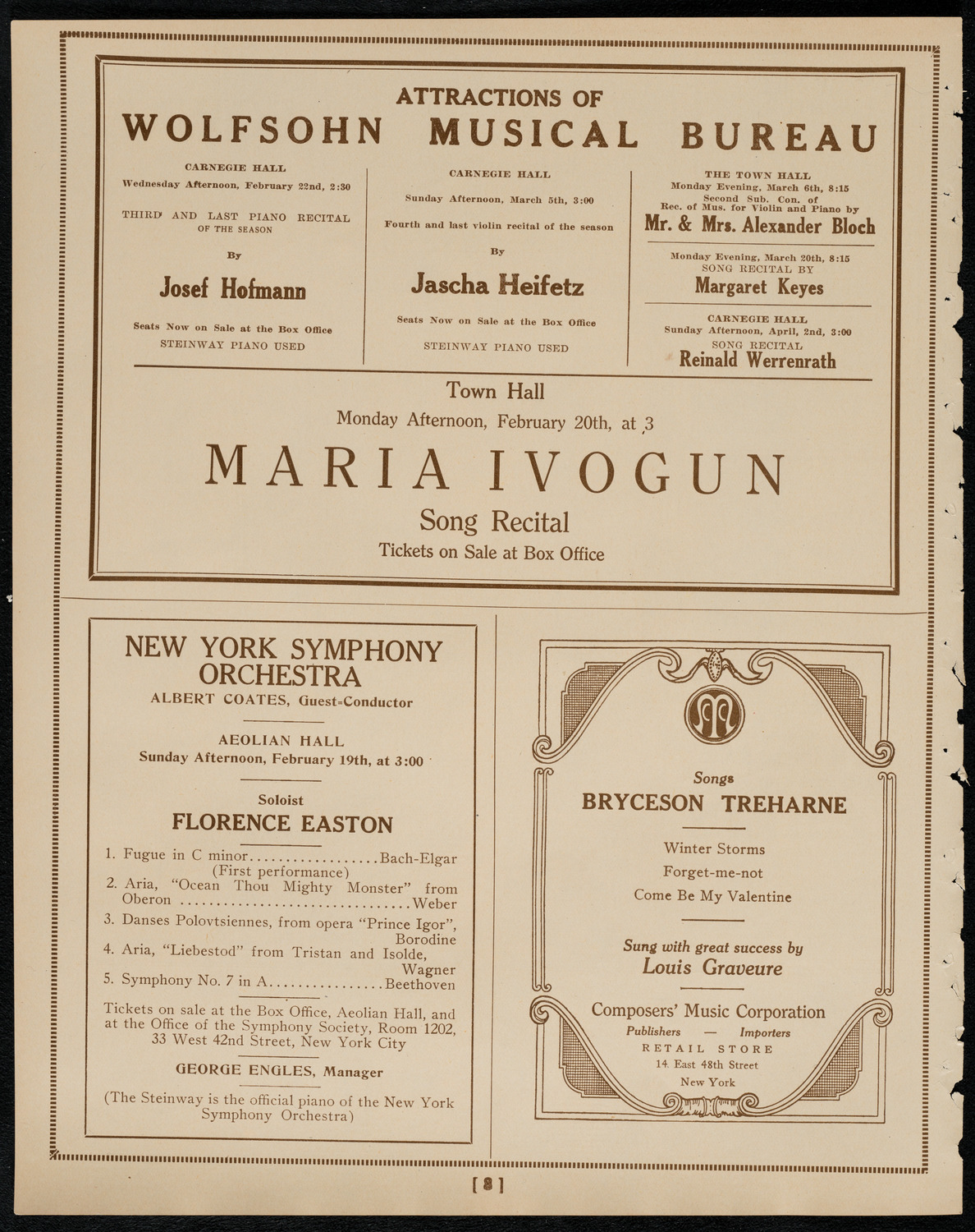 New York Symphony Orchestra, February 17, 1922, program page 8