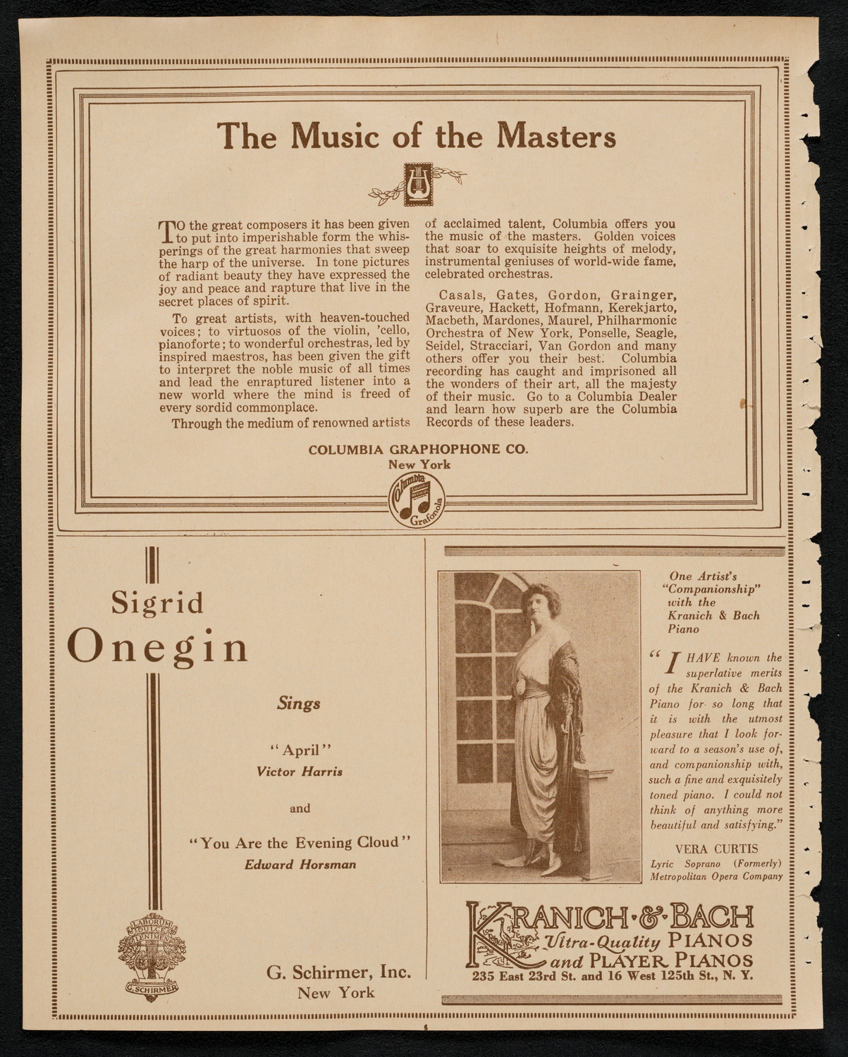 Sigrid Onégin, Contralto, February 10, 1923, program page 6