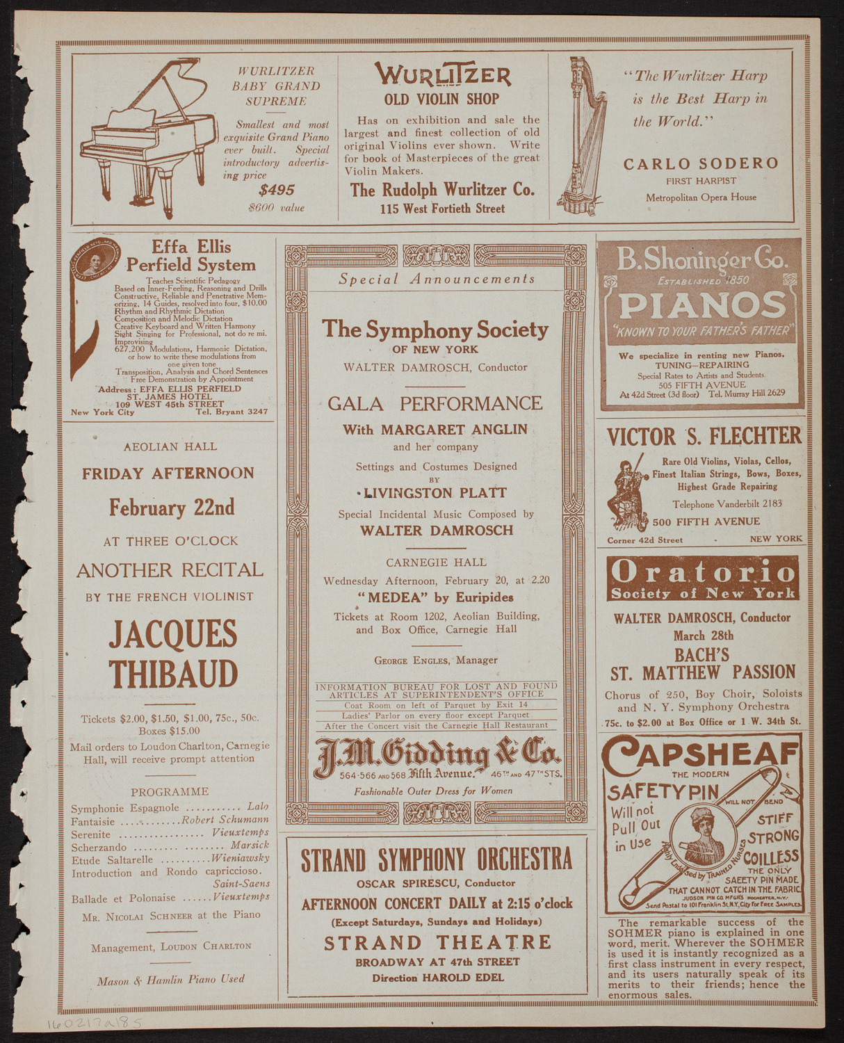 New York Philharmonic, February 17, 1918, program page 9
