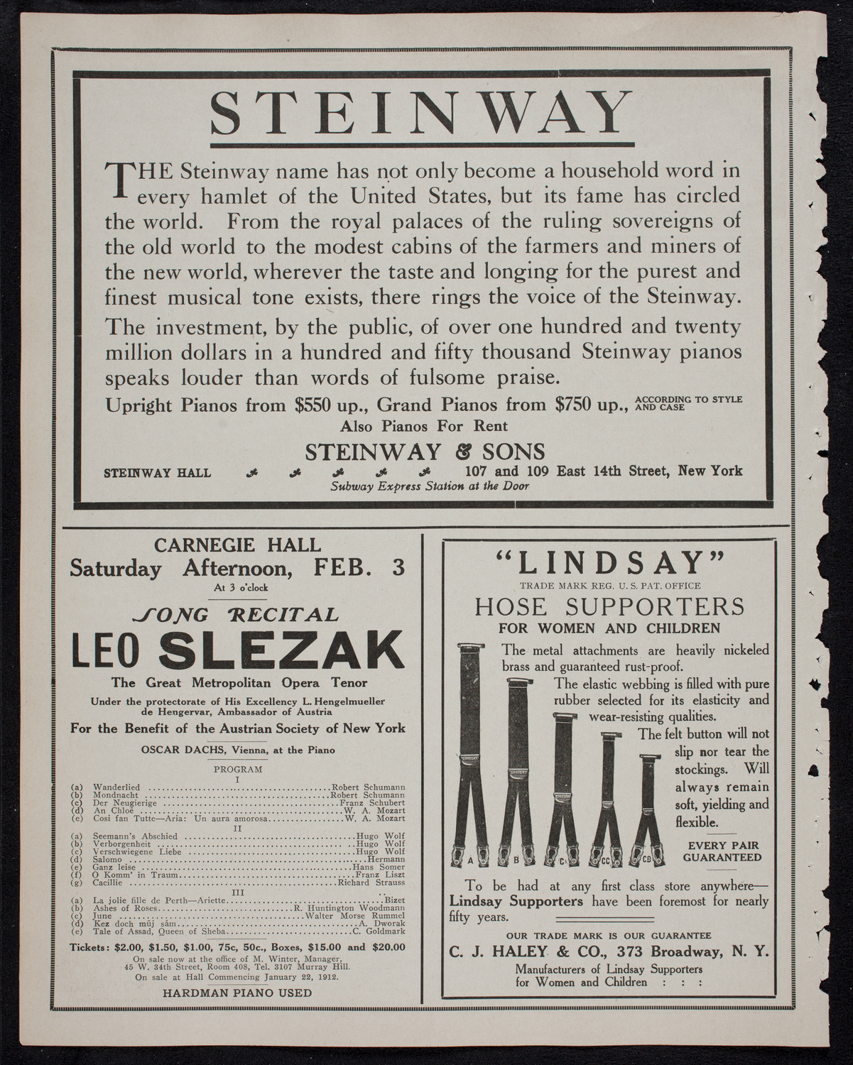 New York Philharmonic, January 19, 1912, program page 4