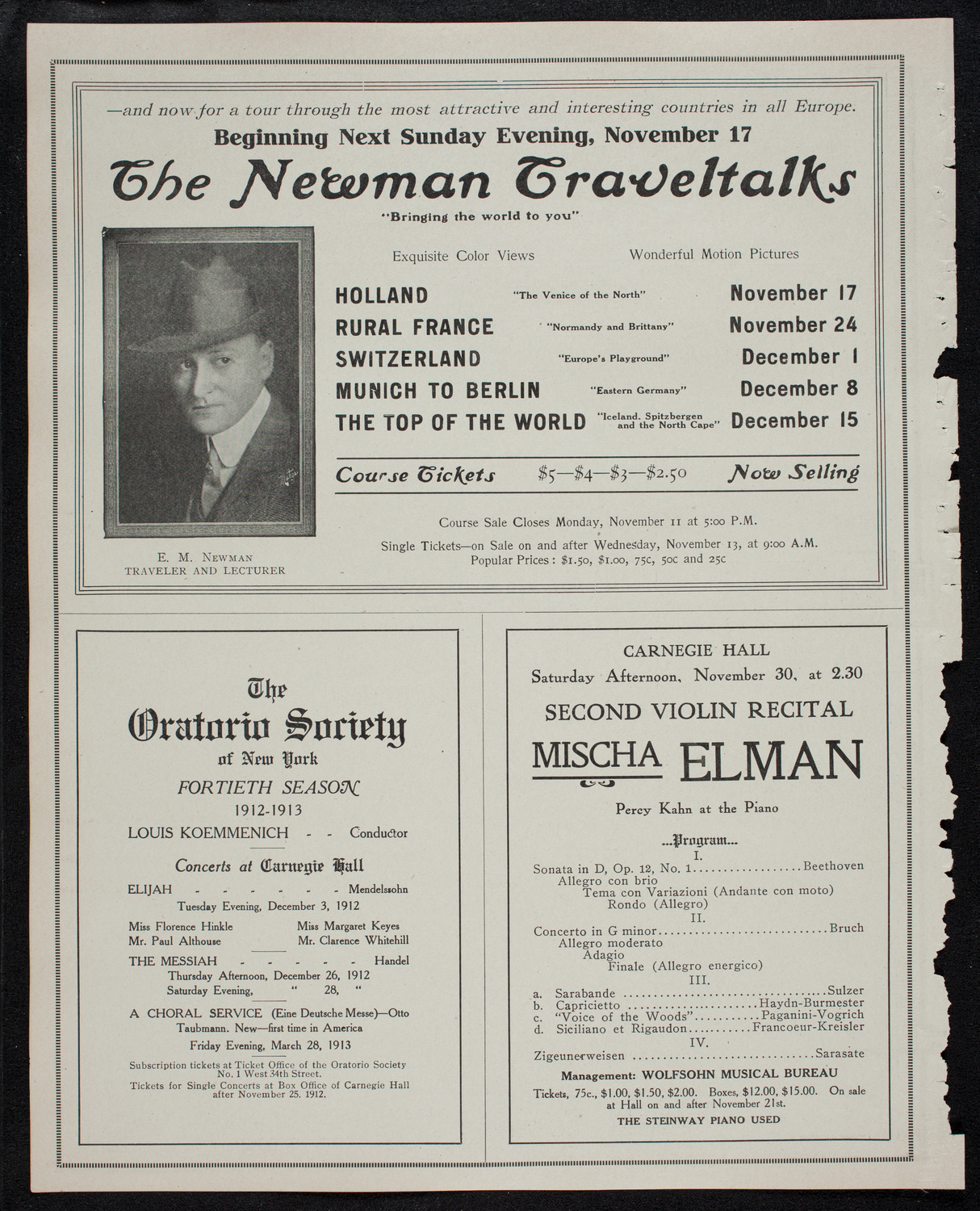 Elmendorf Lecture: Yellowstone Park, November 11, 1912, program page 10