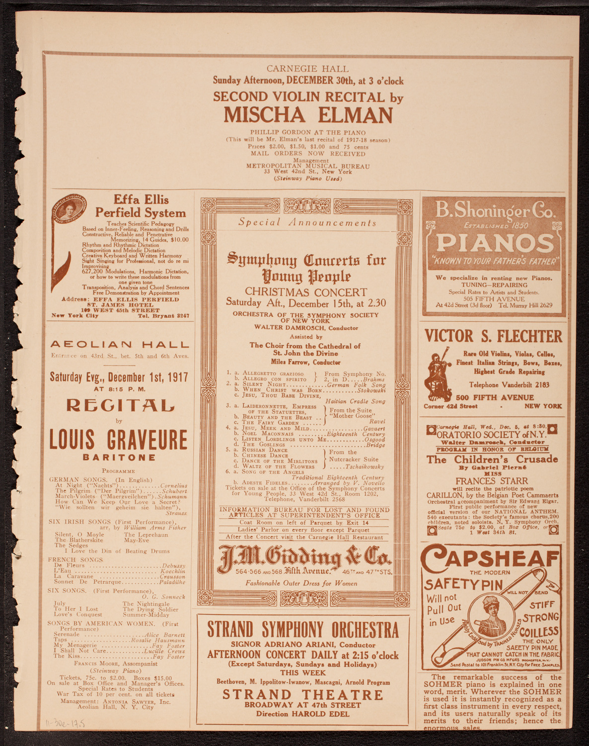 Meeting: The Humanitarian Cult, November 30, 1917, program page 9