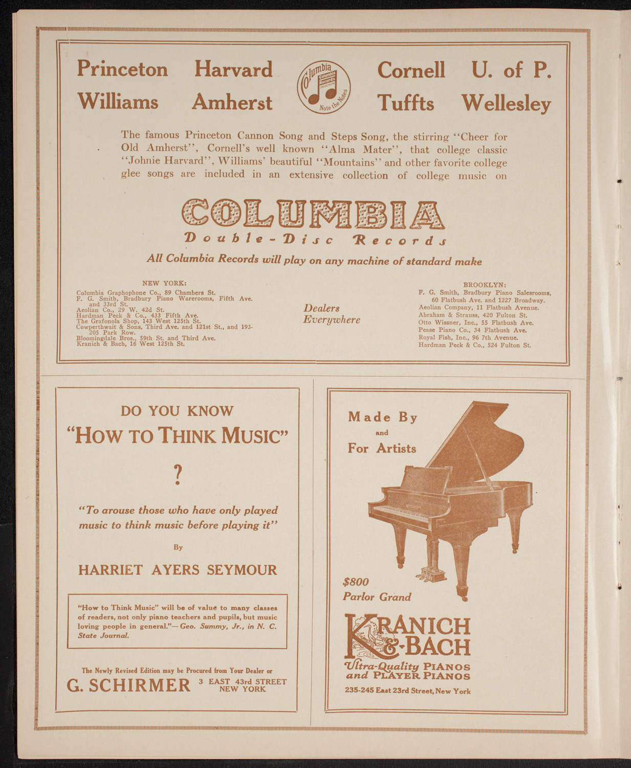 Columbia University Chorus, April 11, 1916, program page 6