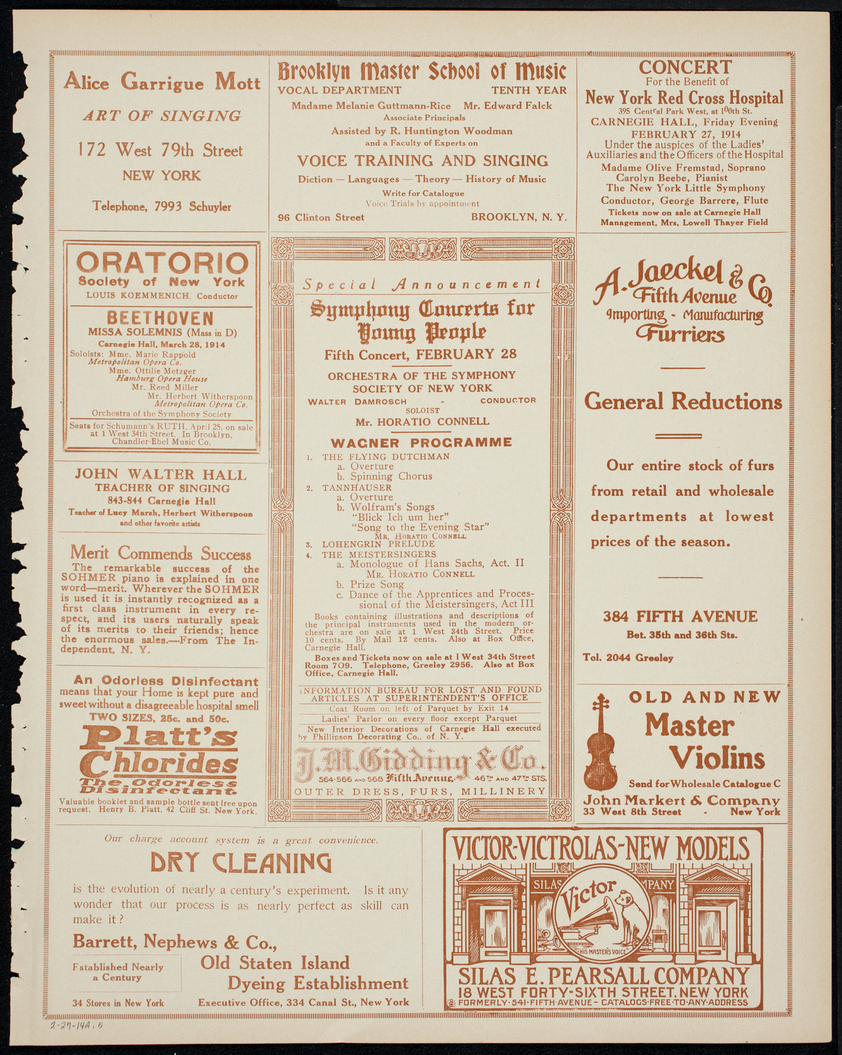 New York Philharmonic, February 27, 1914, program page 9
