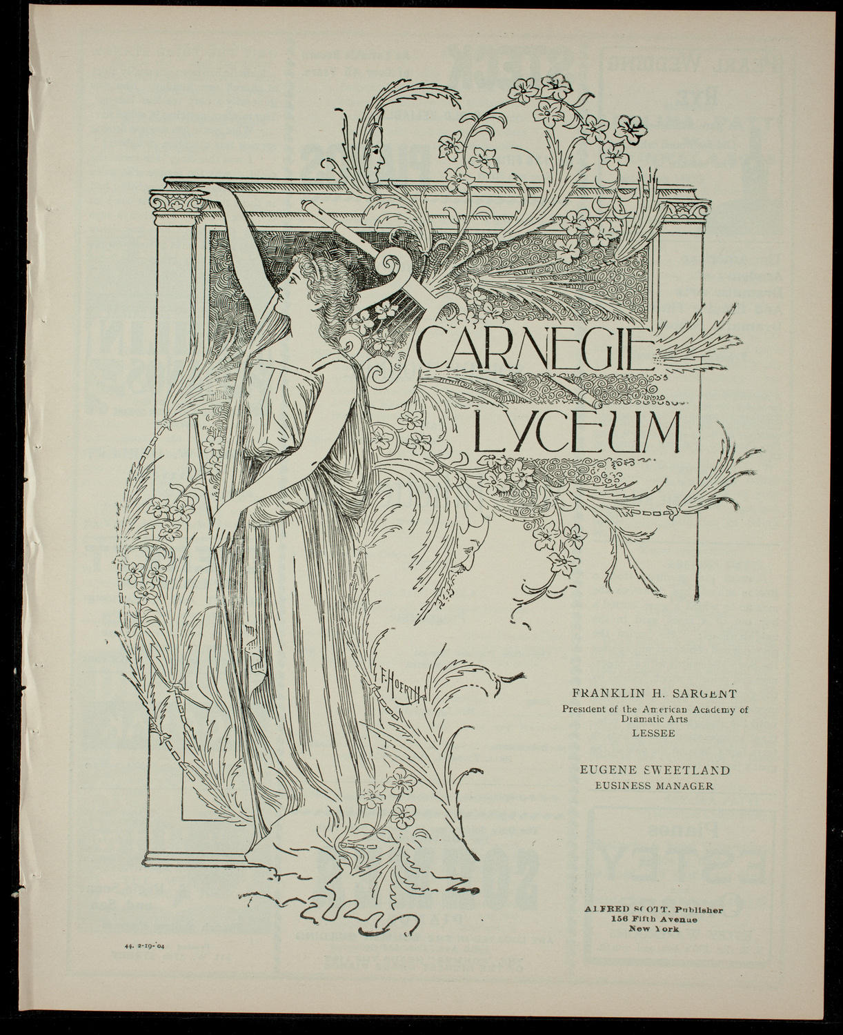 Soirée Donnée par Mme. Juliette Caze, February 19, 1904, program page 1