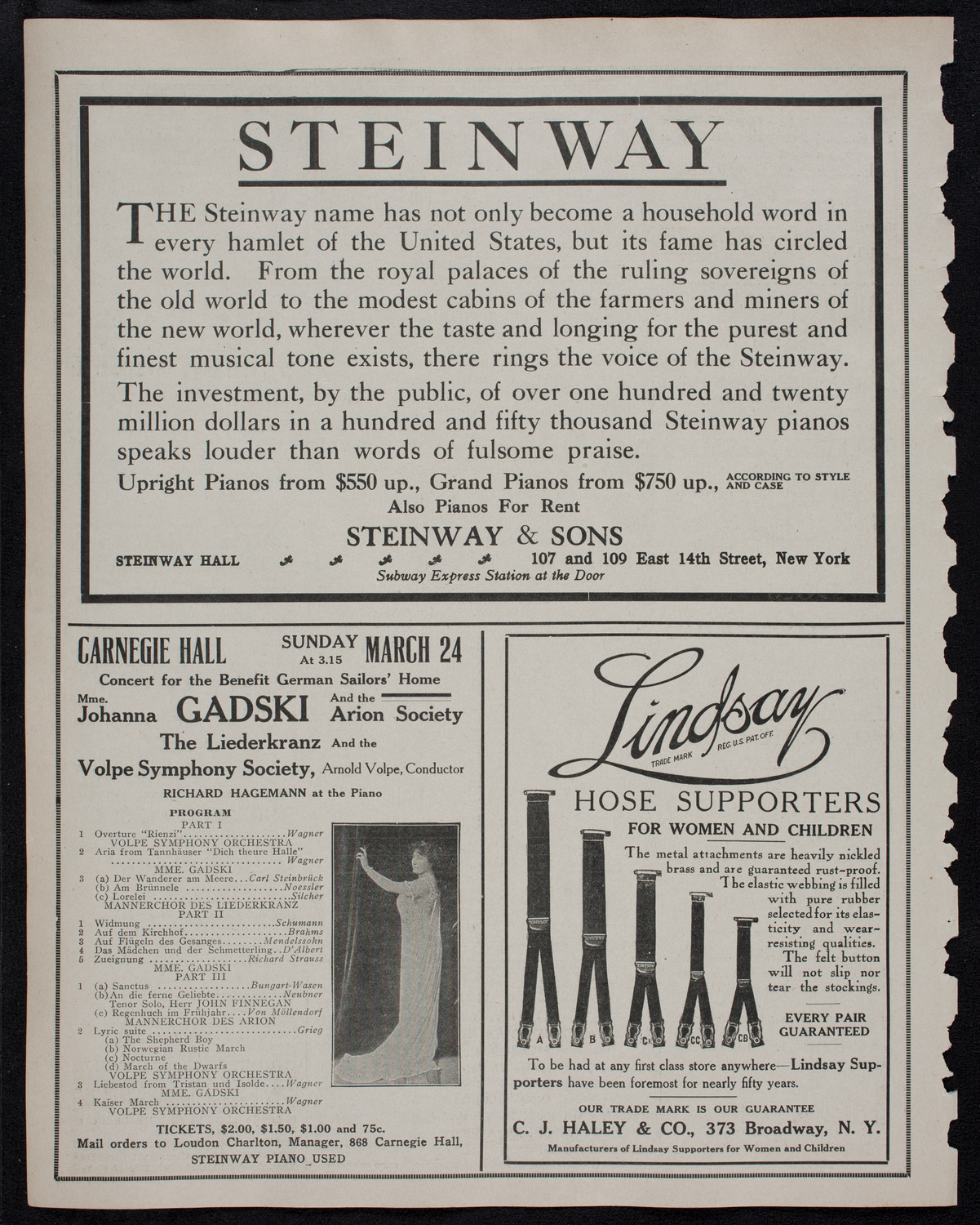 New York Philharmonic, March 7, 1912, program page 4