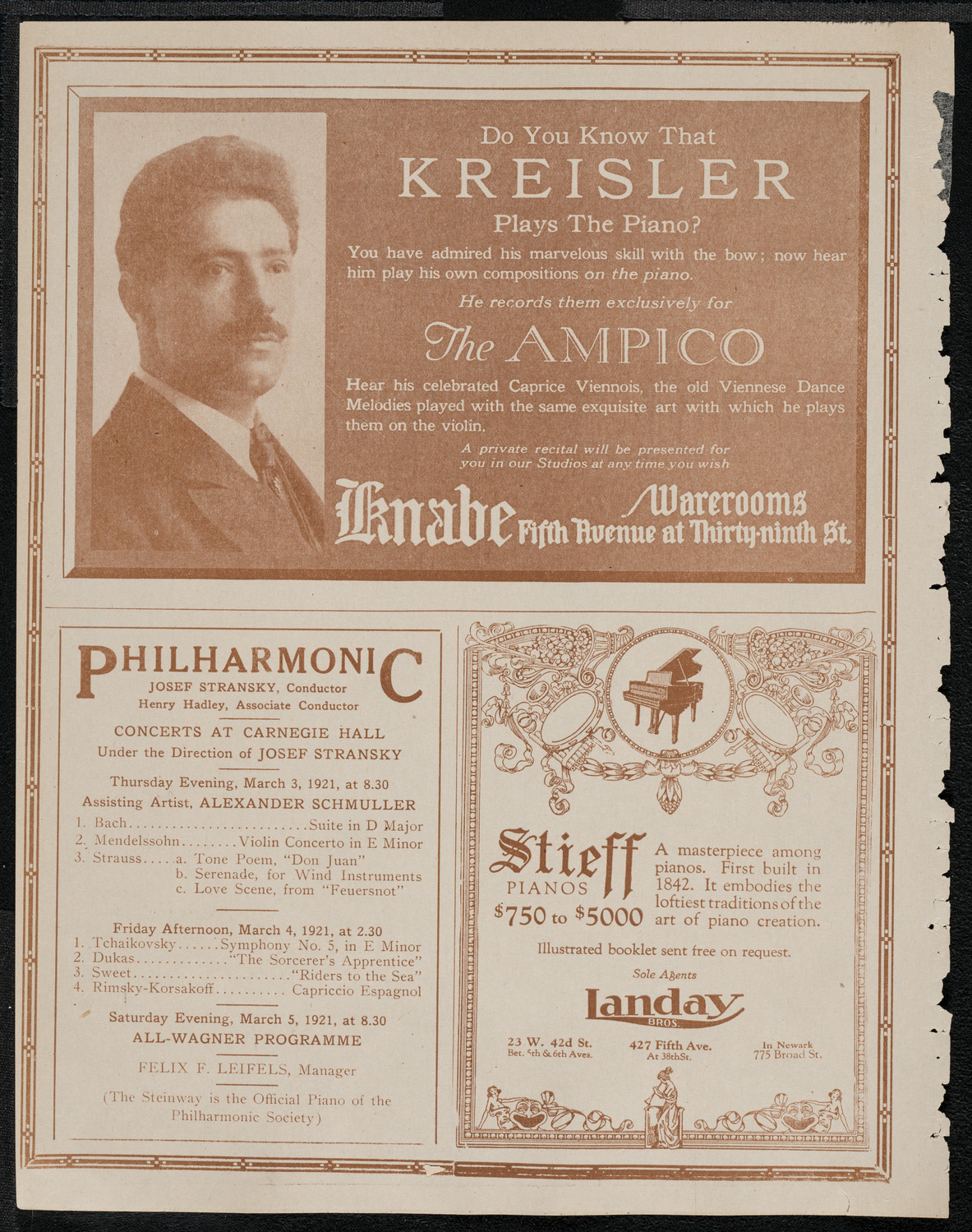 New York Philharmonic, February 27, 1921, program page 12
