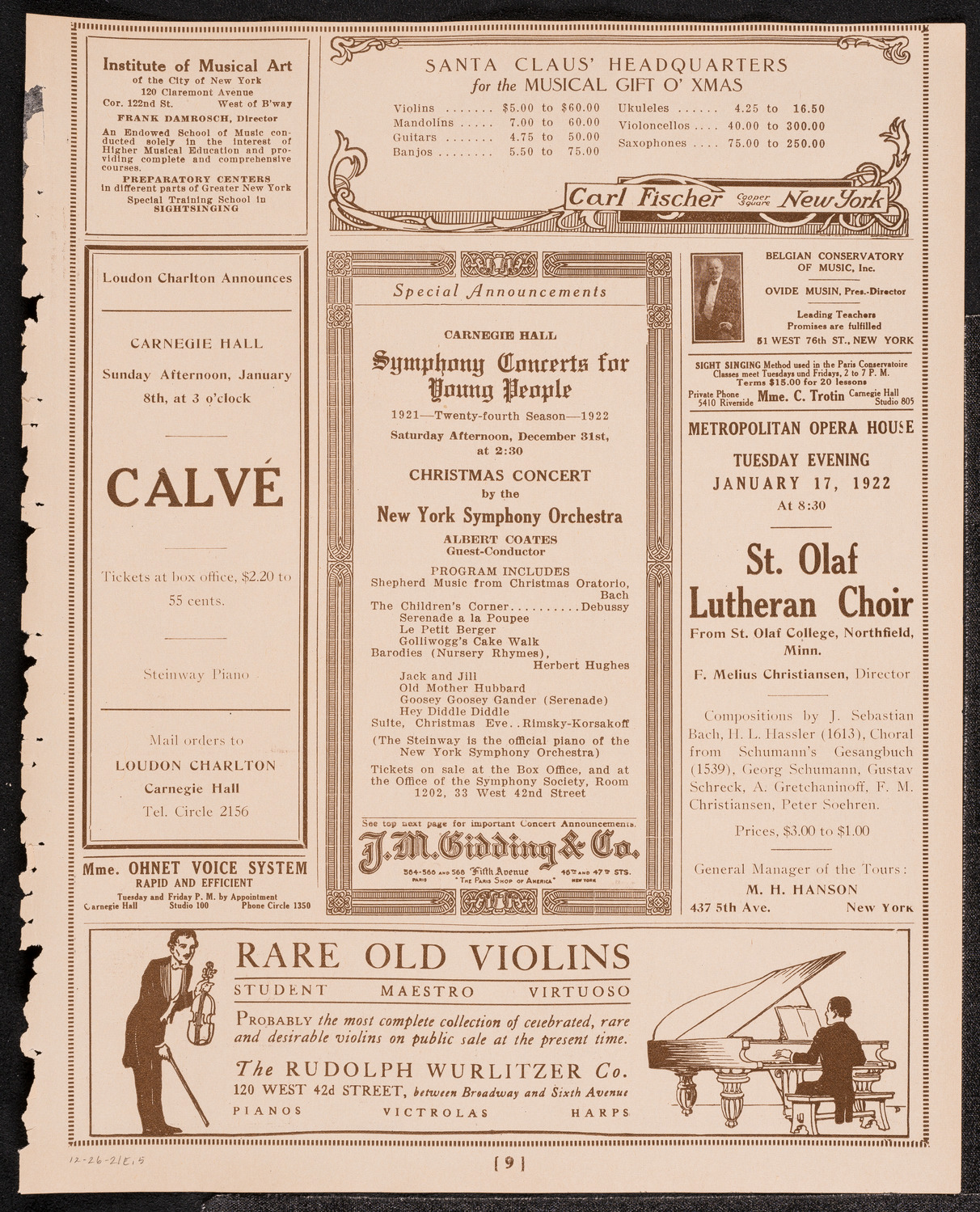 Harvard University Orchestra, December 26, 1921, program page 9