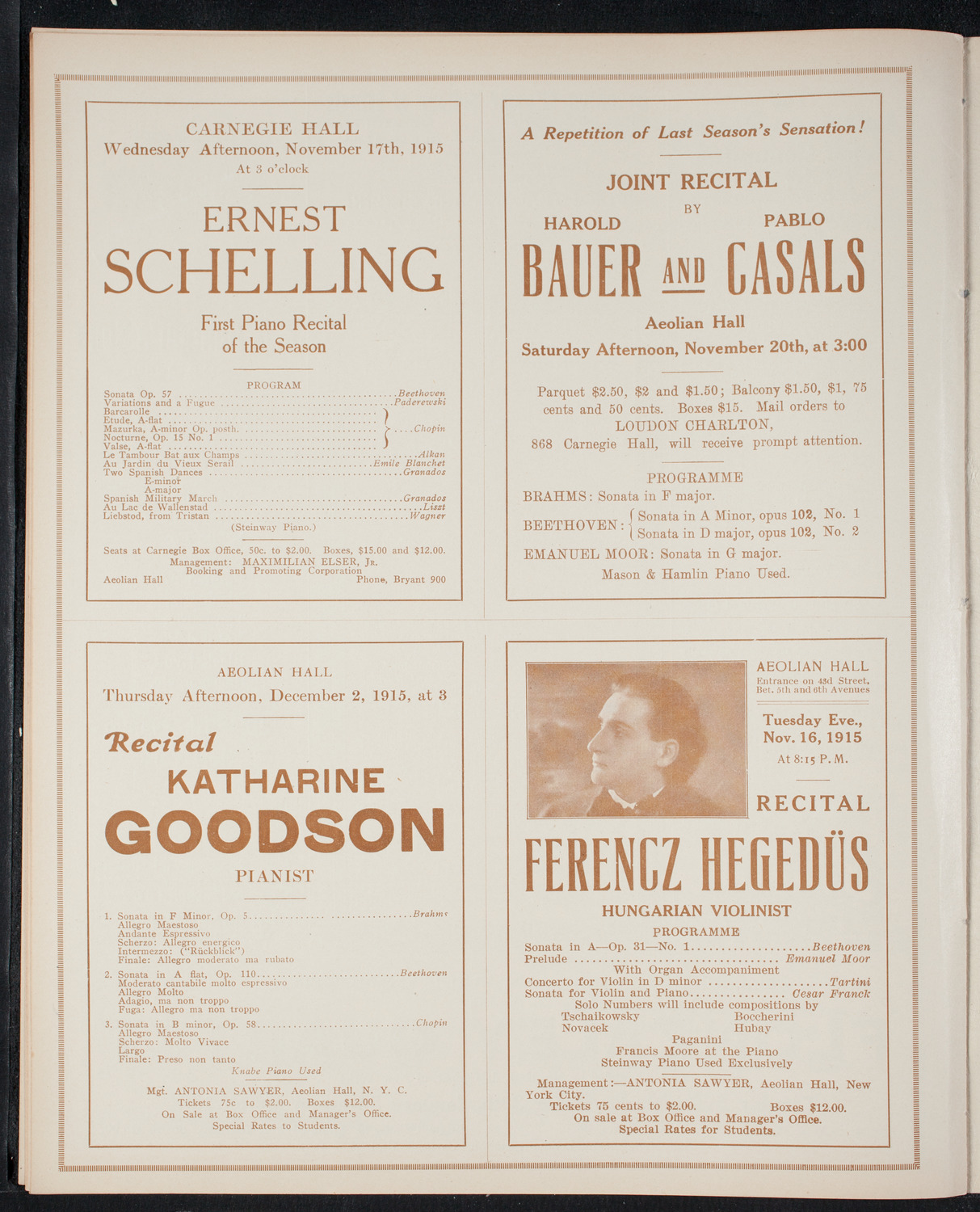 Elmendorf Lecture: Holland, November 14, 1915, program page 10