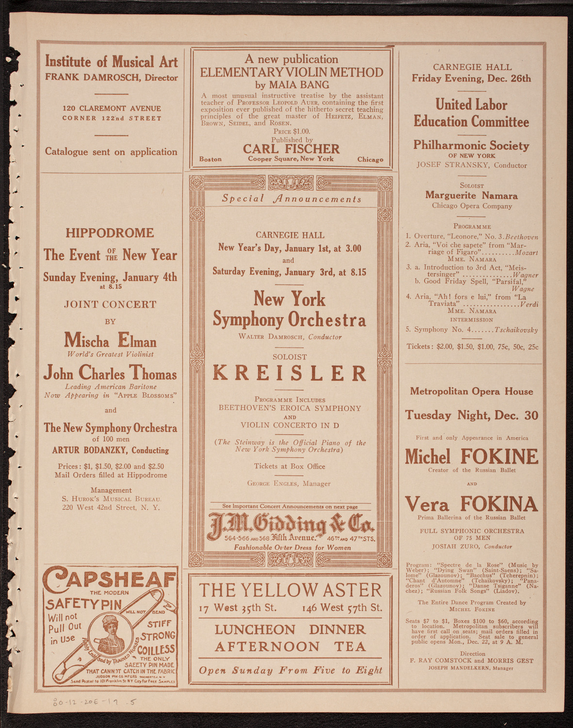 Italian Lyric Federation Vocal and Instrumental Concert, December 20, 1919, program page 9