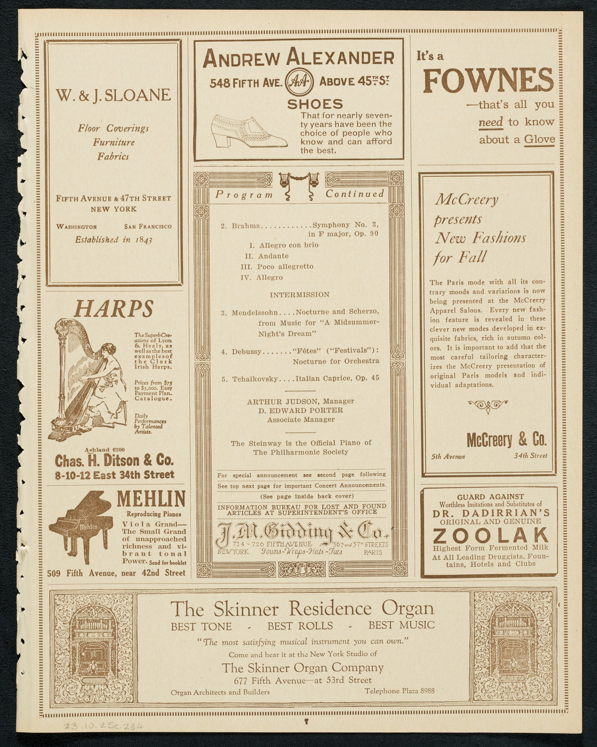 New York Philharmonic, October 25, 1923, program page 7