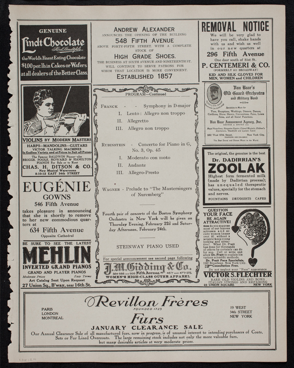 Boston Symphony Orchestra, January 11, 1912, program page 7