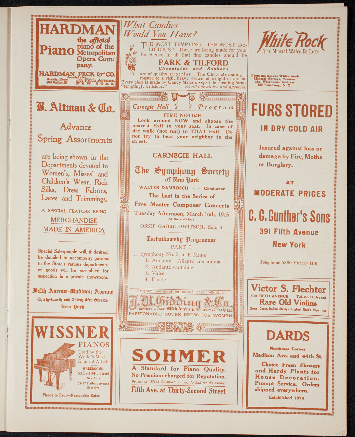 New York Symphony Orchestra, March 16, 1915, program page 5