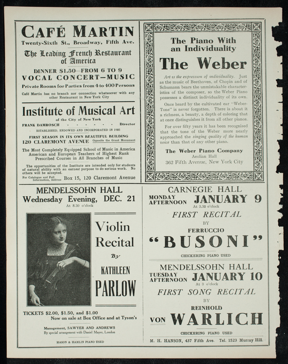 People's Symphony Concert, December 18, 1910, program page 6