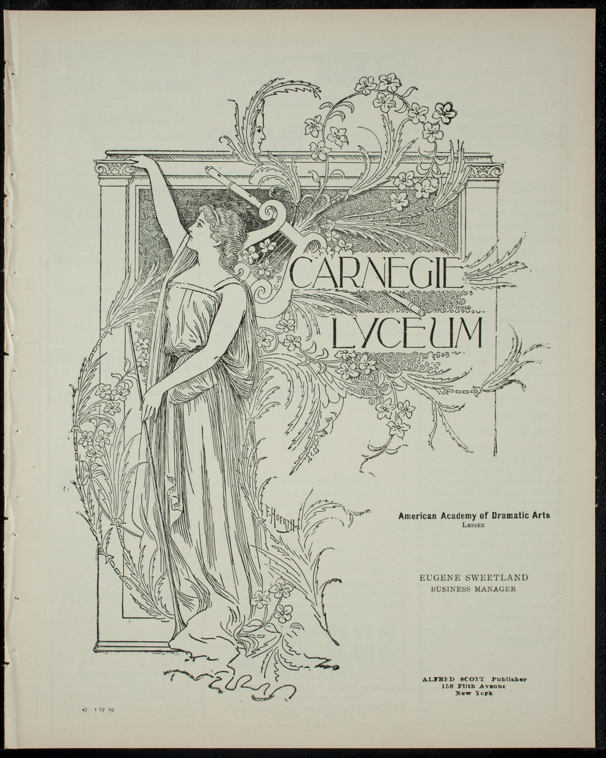 Academy Stock Company of the American Academy of the Dramatic Arts/Empire Theatre Dramatic School, January 17, 1905, program page 1