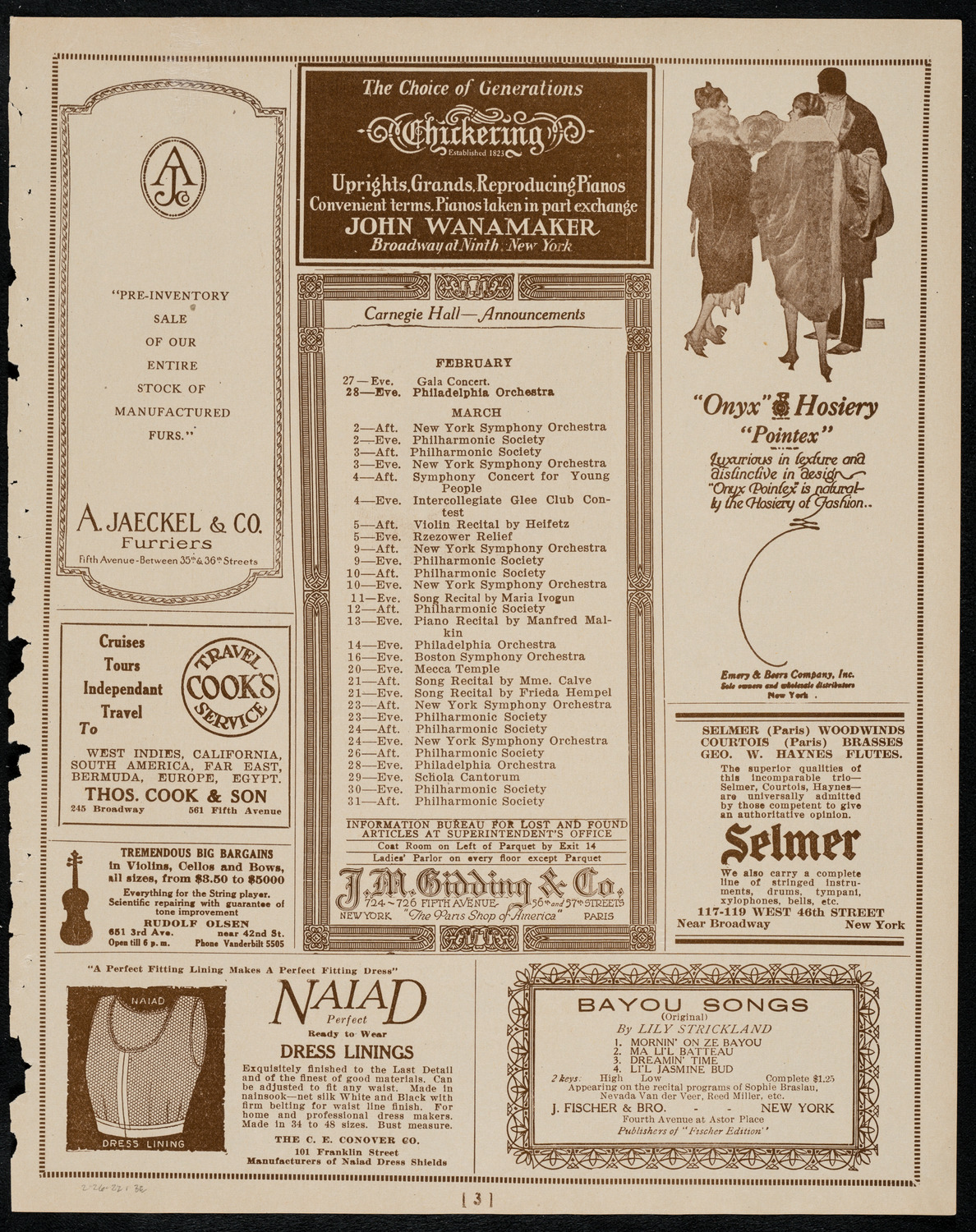 Jewish Teachers' Seminary Concert, February 26, 1922, program page 3