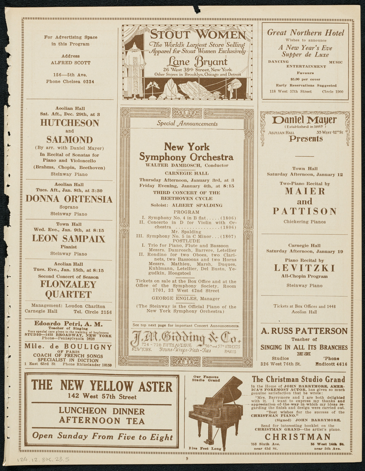 Fyodor Chaliapin, Tenor, December 30, 1923, program page 9