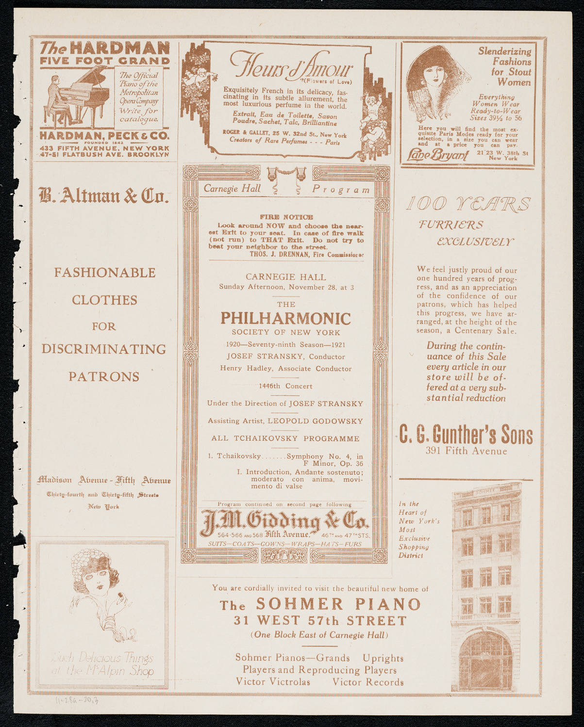 New York Philharmonic, November 28, 1920, program page 5