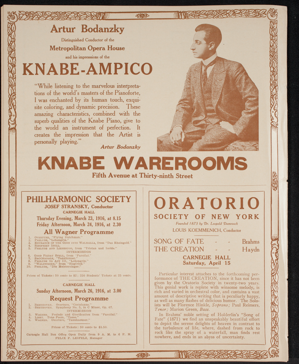New York Symphony Orchestra, March 12, 1916, program page 12