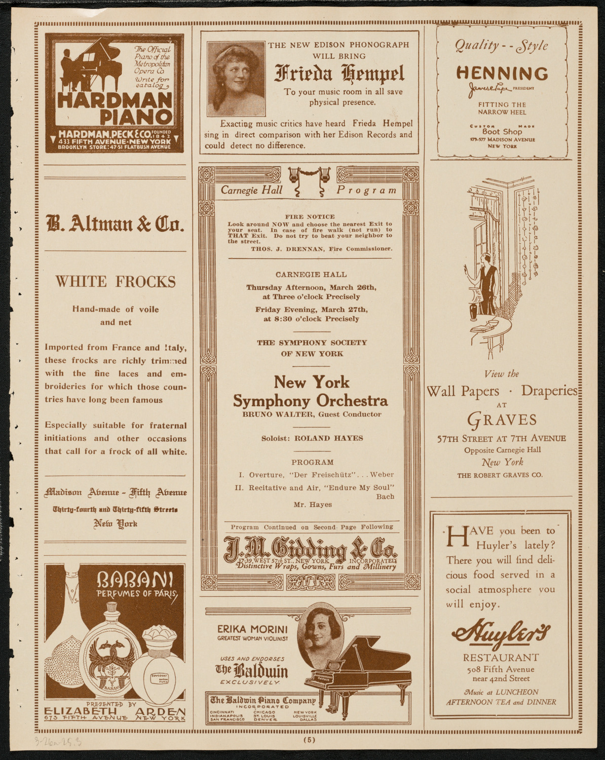 New York Symphony Orchestra, March 26, 1925, program page 5