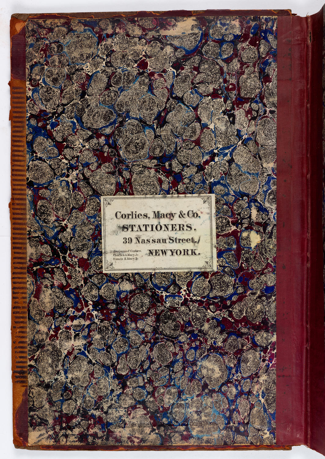 Music Hall Accounting Ledger, volume 1, front inside cover page 1