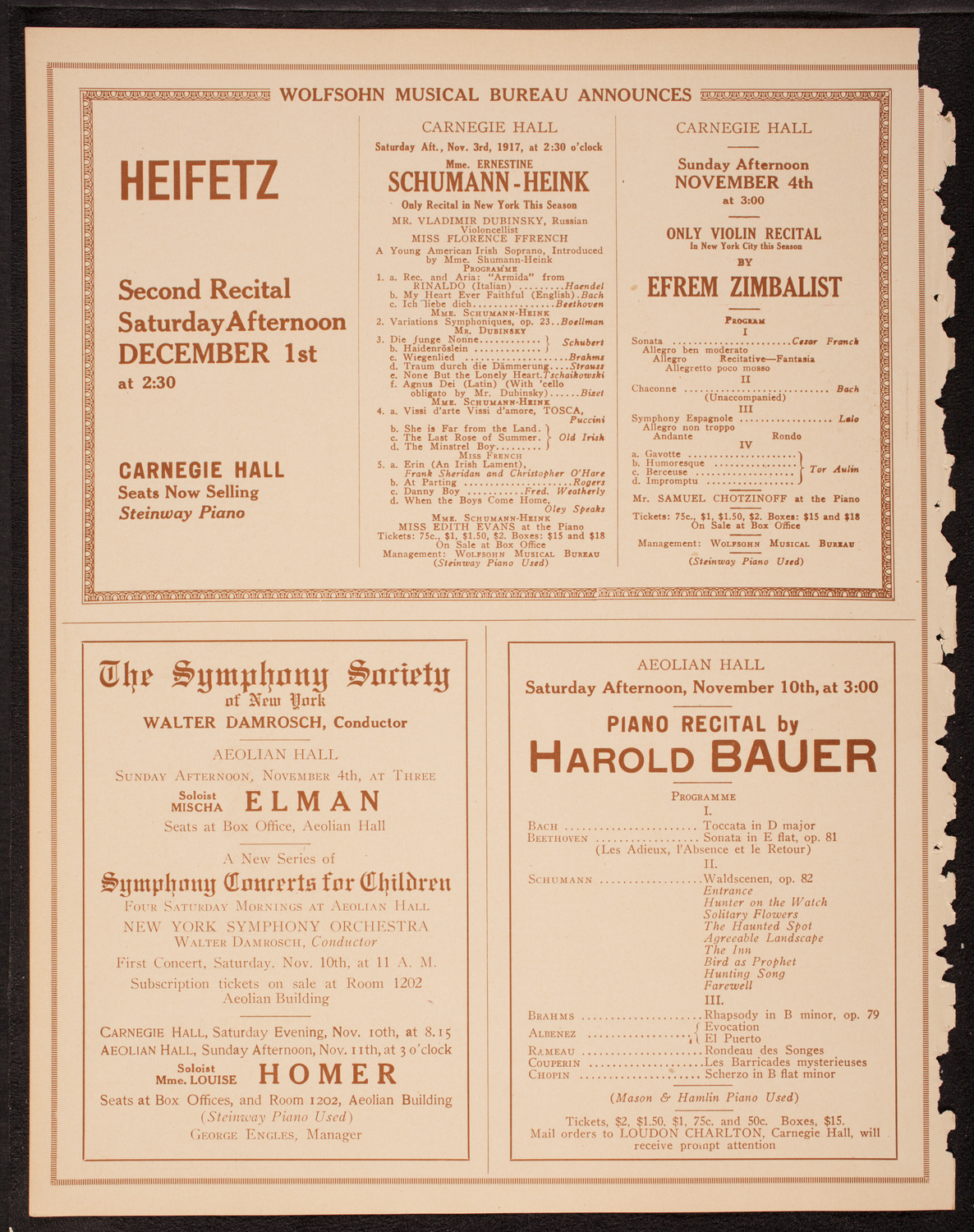 New York Symphony Orchestra, November 1, 1917, program page 8