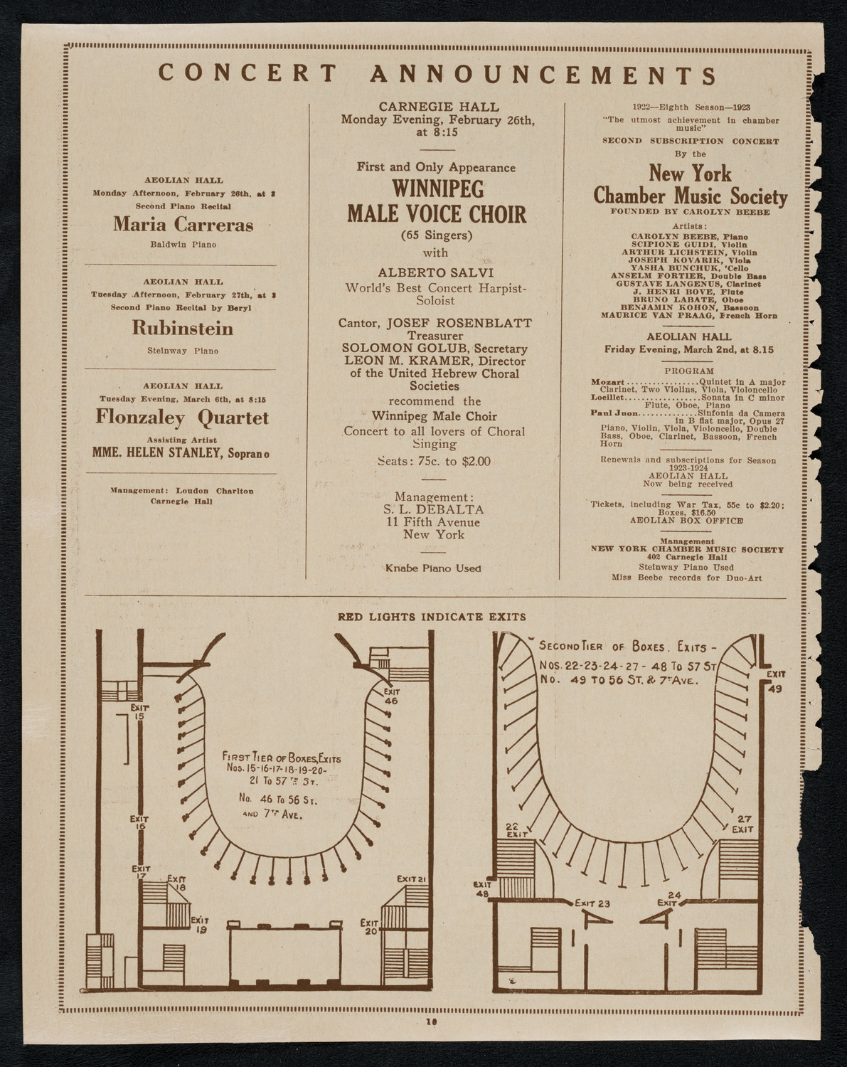 Hebrew National Orphan Home Concert, February 25, 1923, program page 10