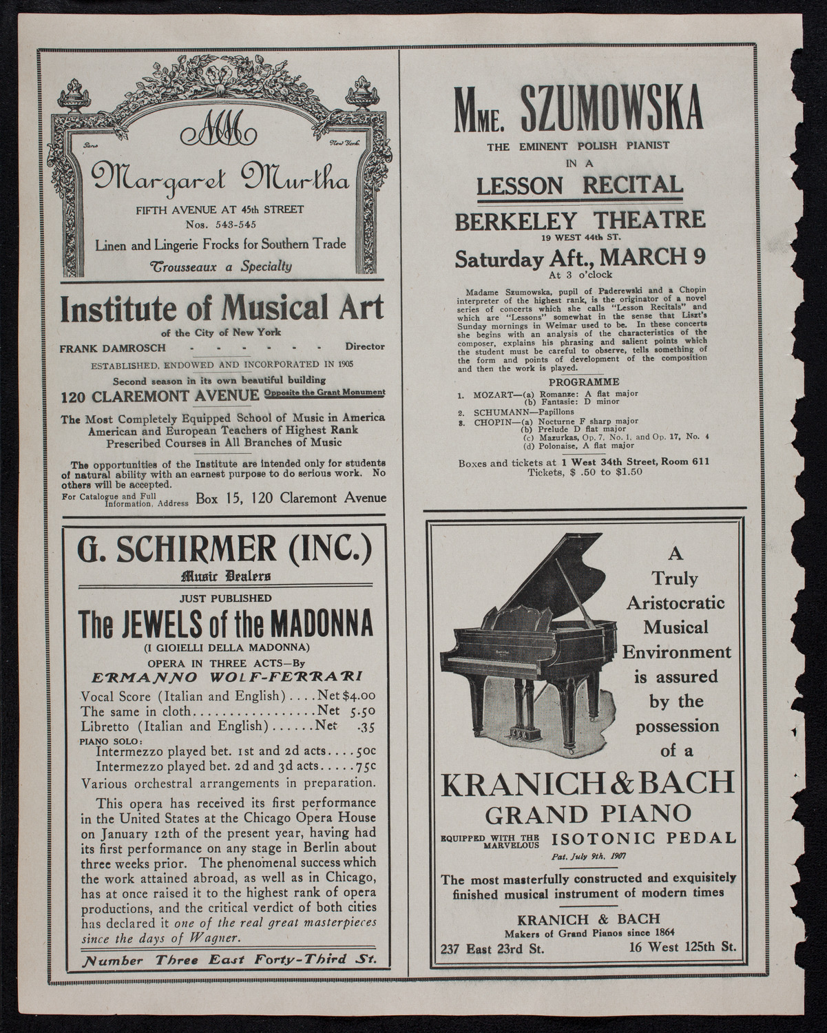 Jeanne Gerville-Réache, Contralto, March 7, 1912, program page 6
