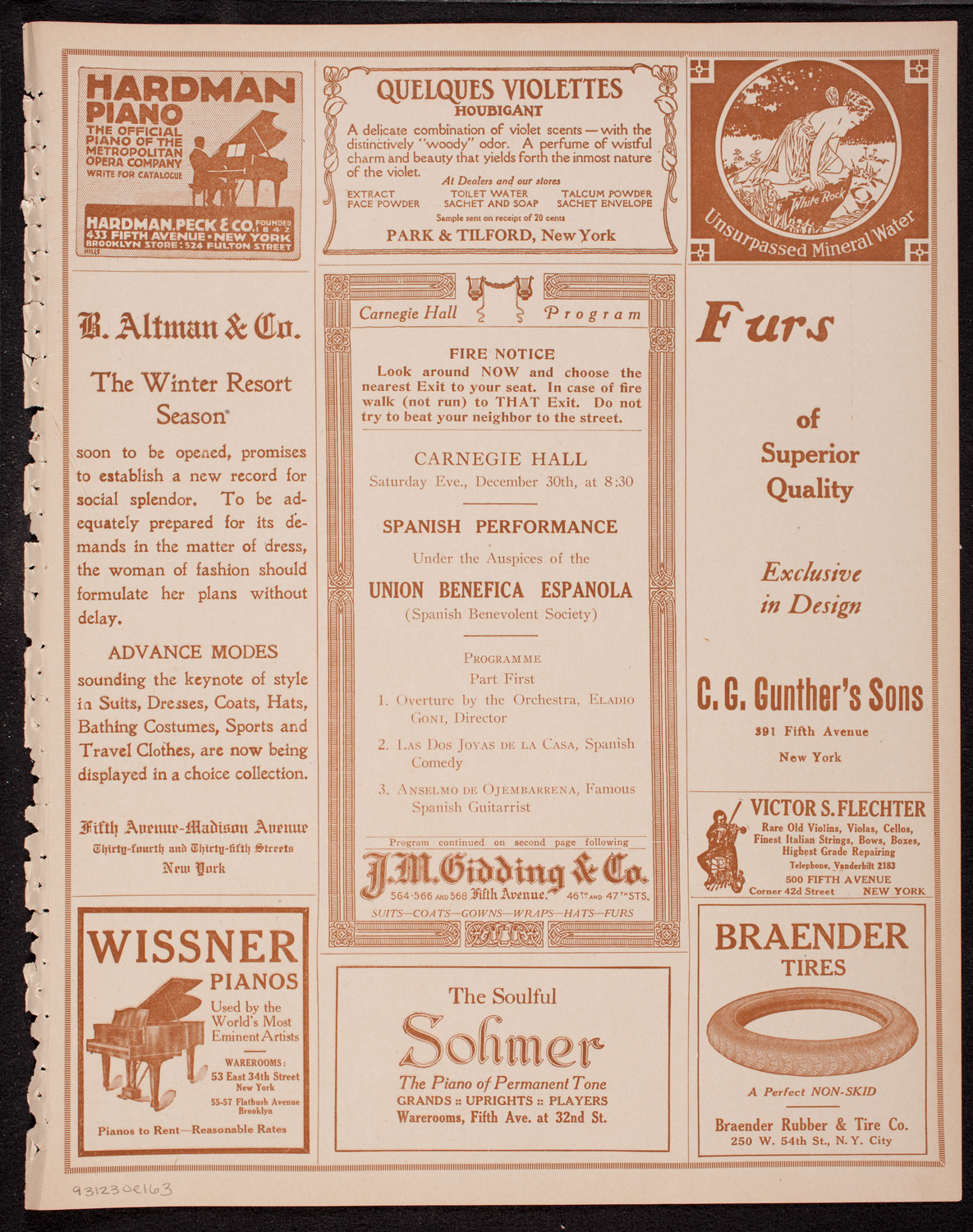 Benefit: Spanish Benevolent Society, December 30, 1916, program page 5