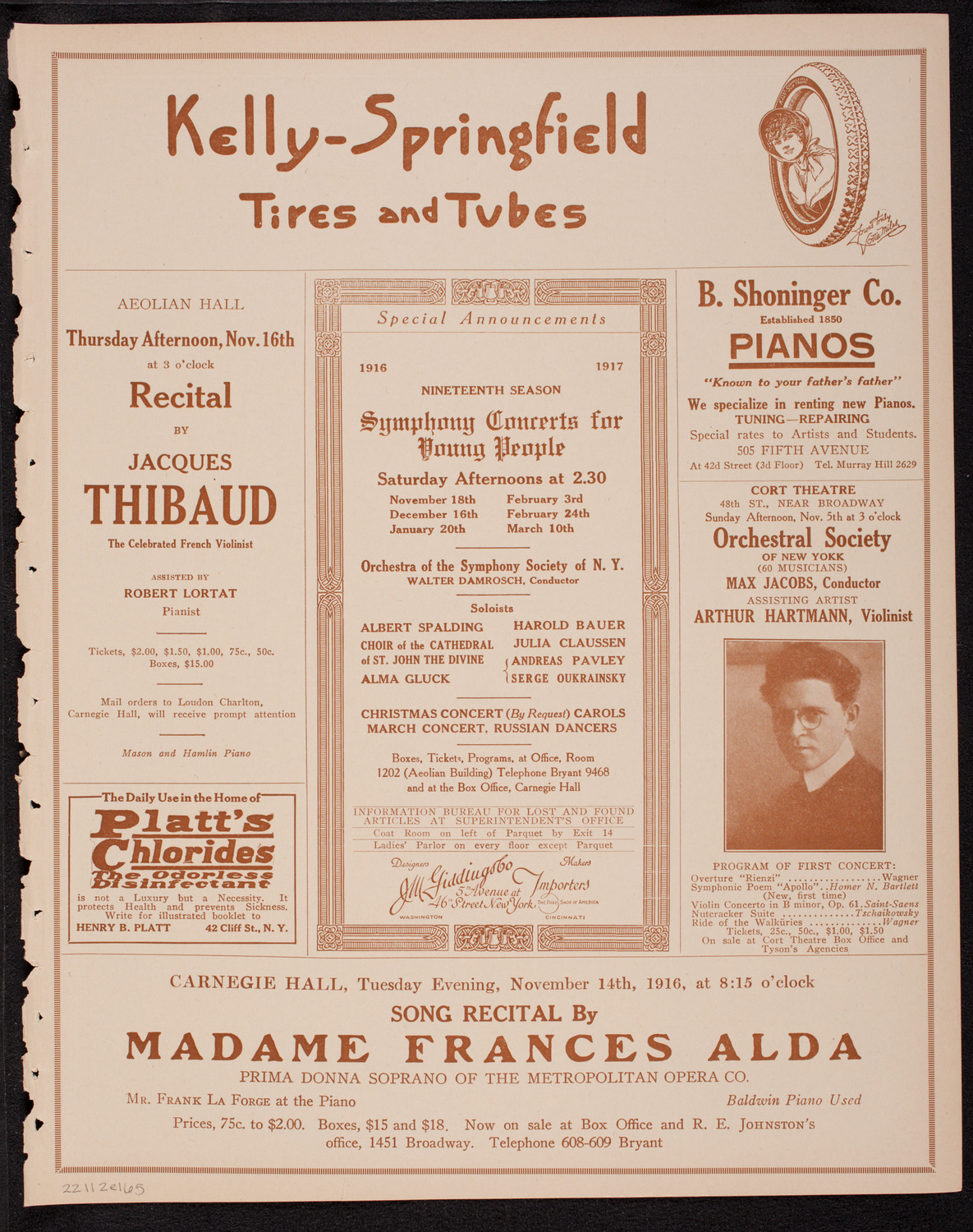 Boston Symphony Orchestra, November 2, 1916, program page 9