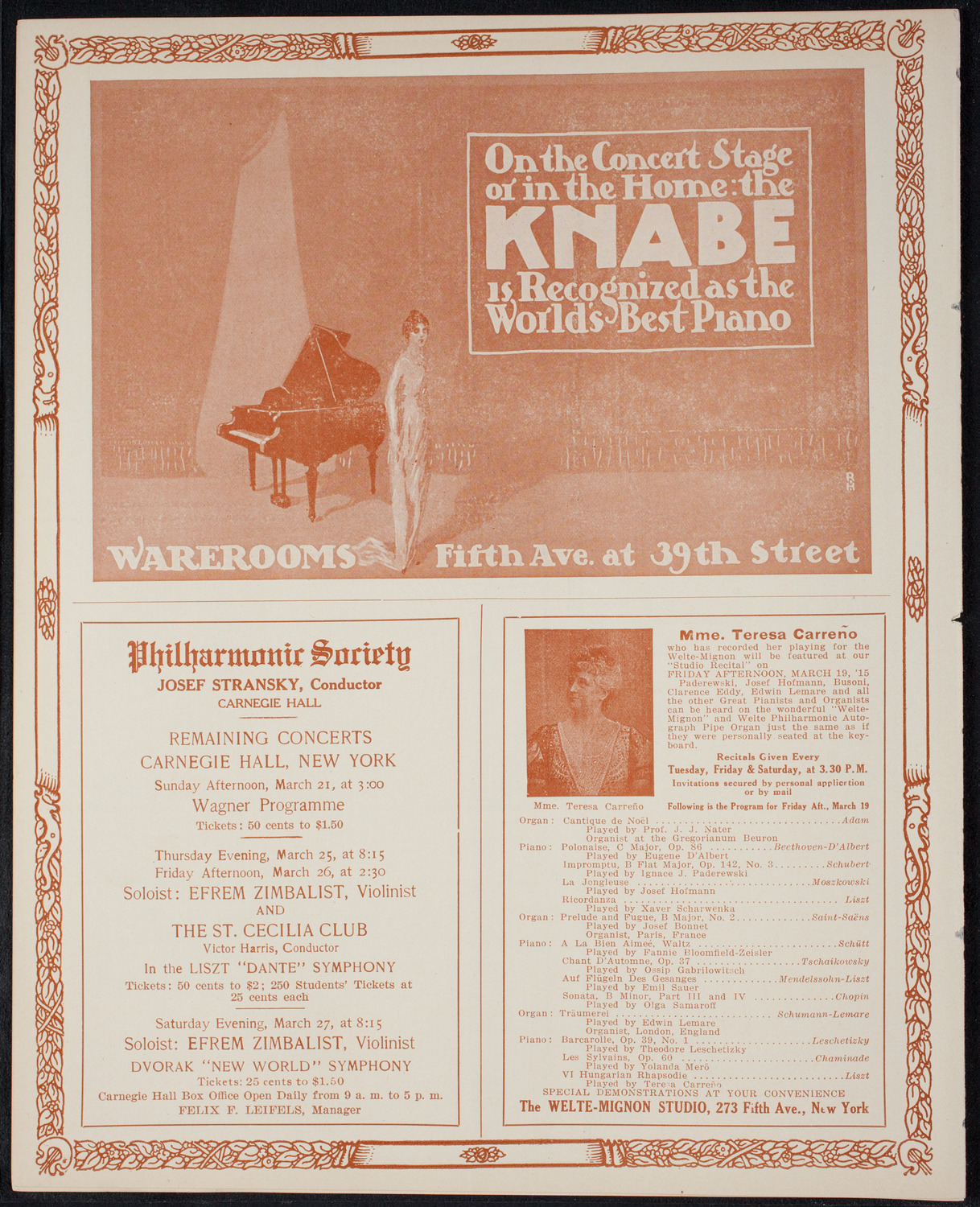 Boston Symphony Orchestra, March 18, 1915, program page 12