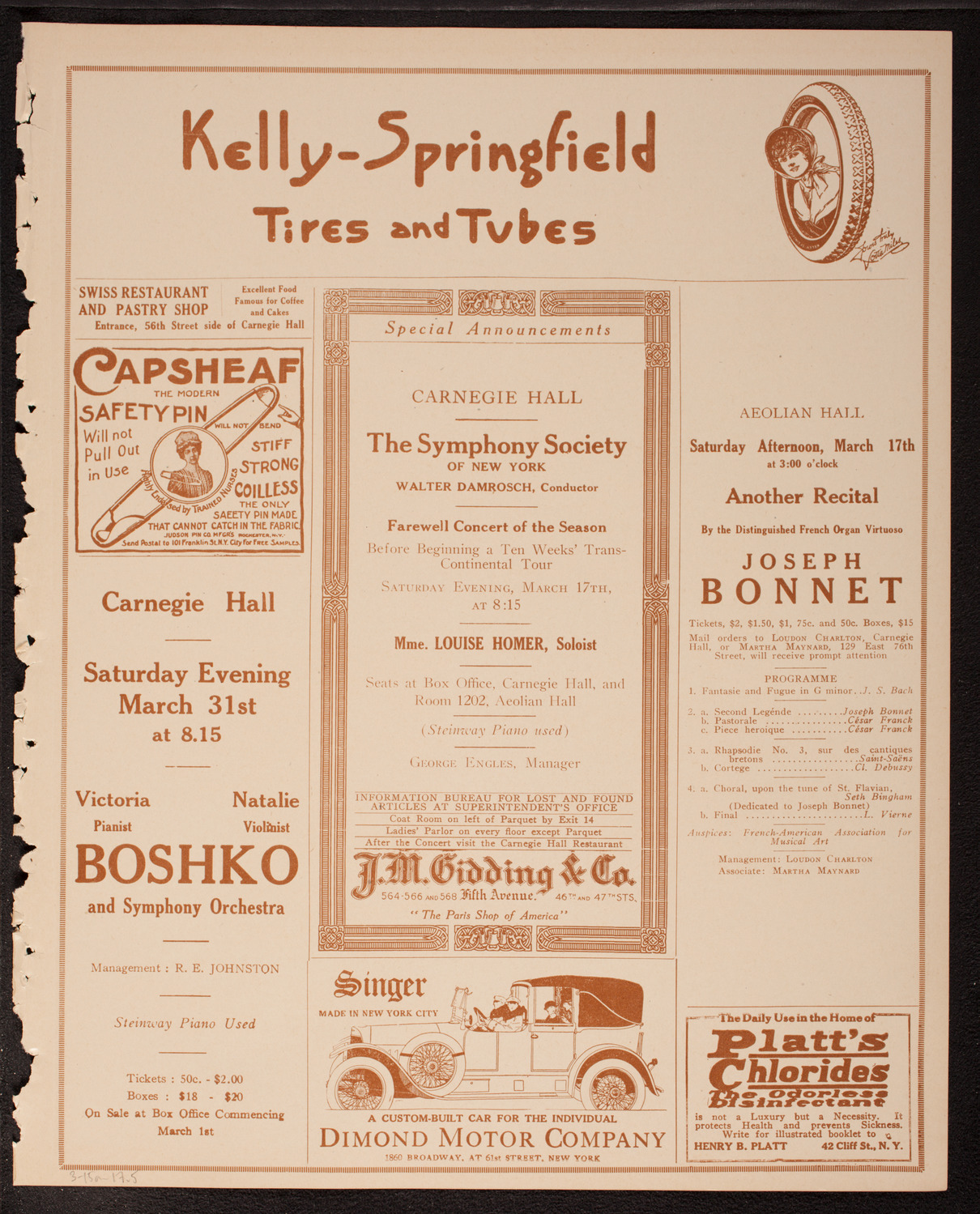 New York Symphony Orchestra, March 15, 1917, program page 9